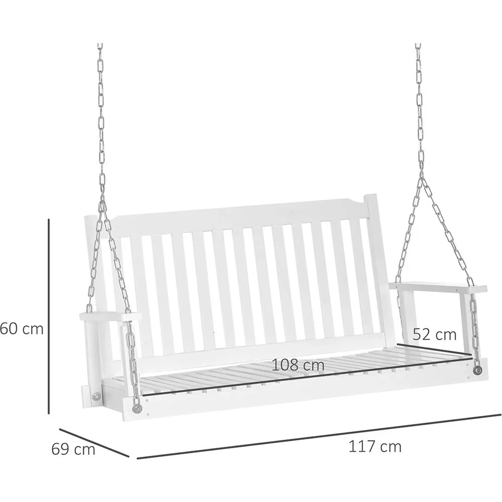 Hängebank mit Ketten Weiß - 0