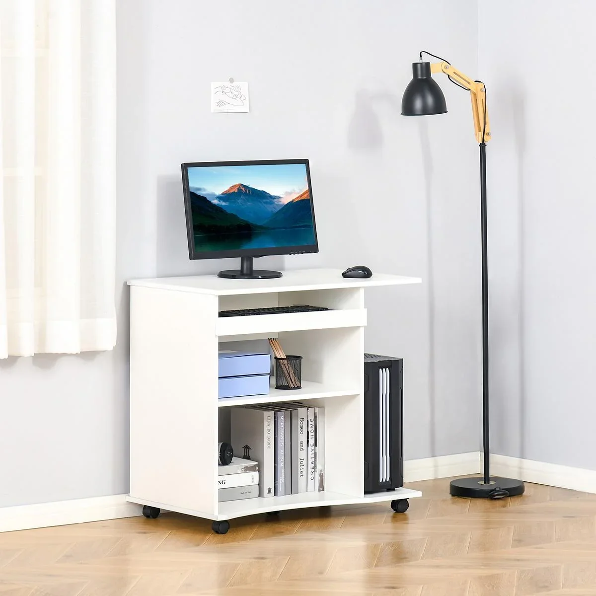 Mobiler Computertisch mit Rollen - 0