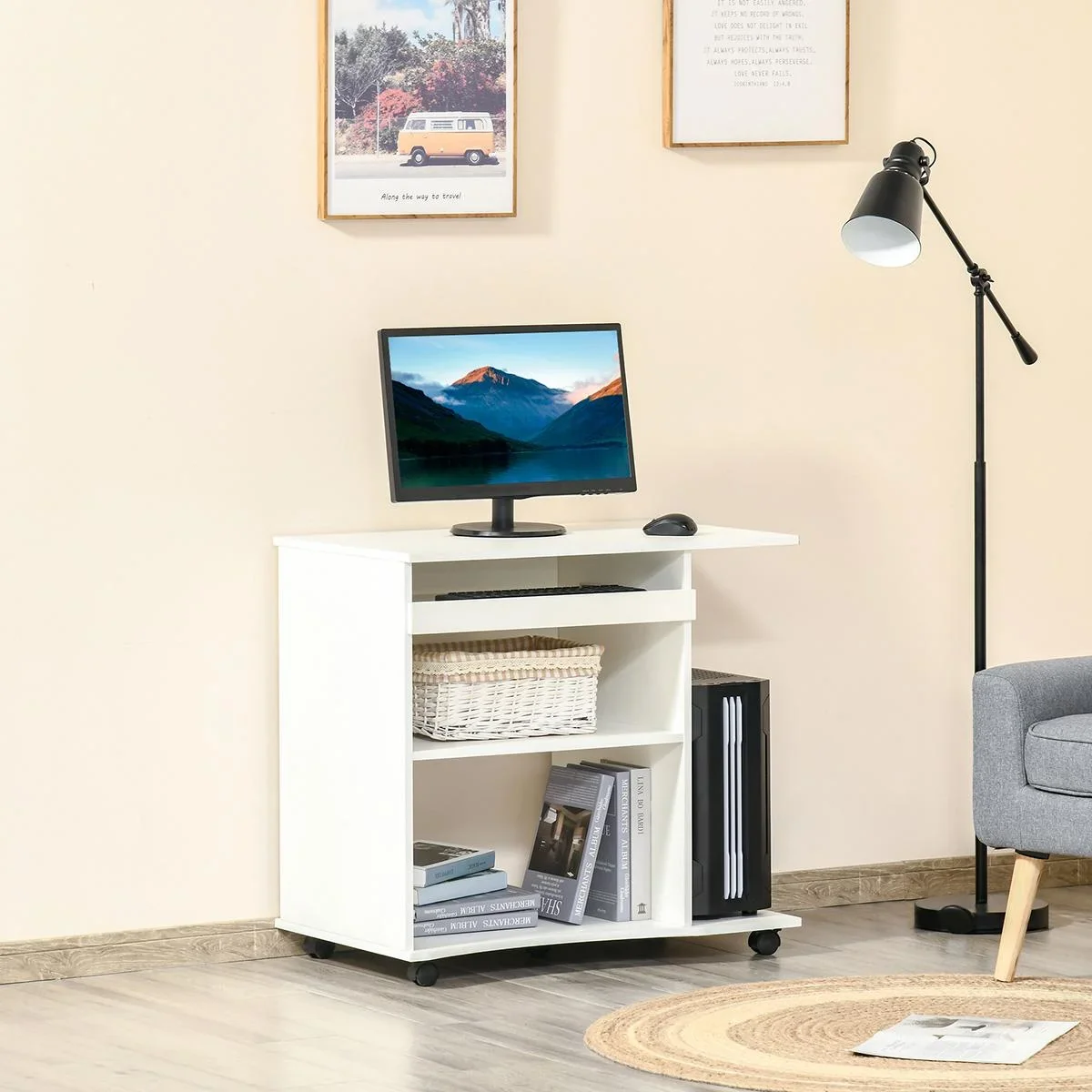 Mobiler Computertisch mit Rollen - 2