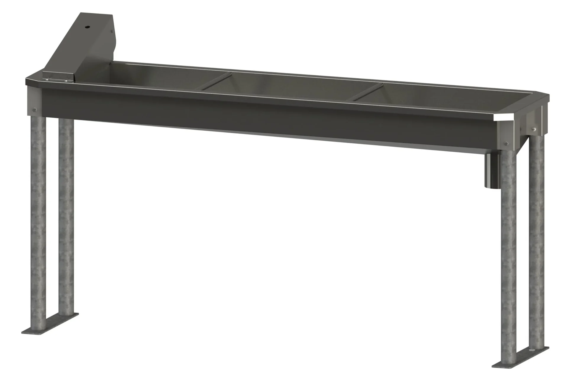 Beheizbare Trogtränke 100cm aus Edelstahl, mit Bodengestell - 2