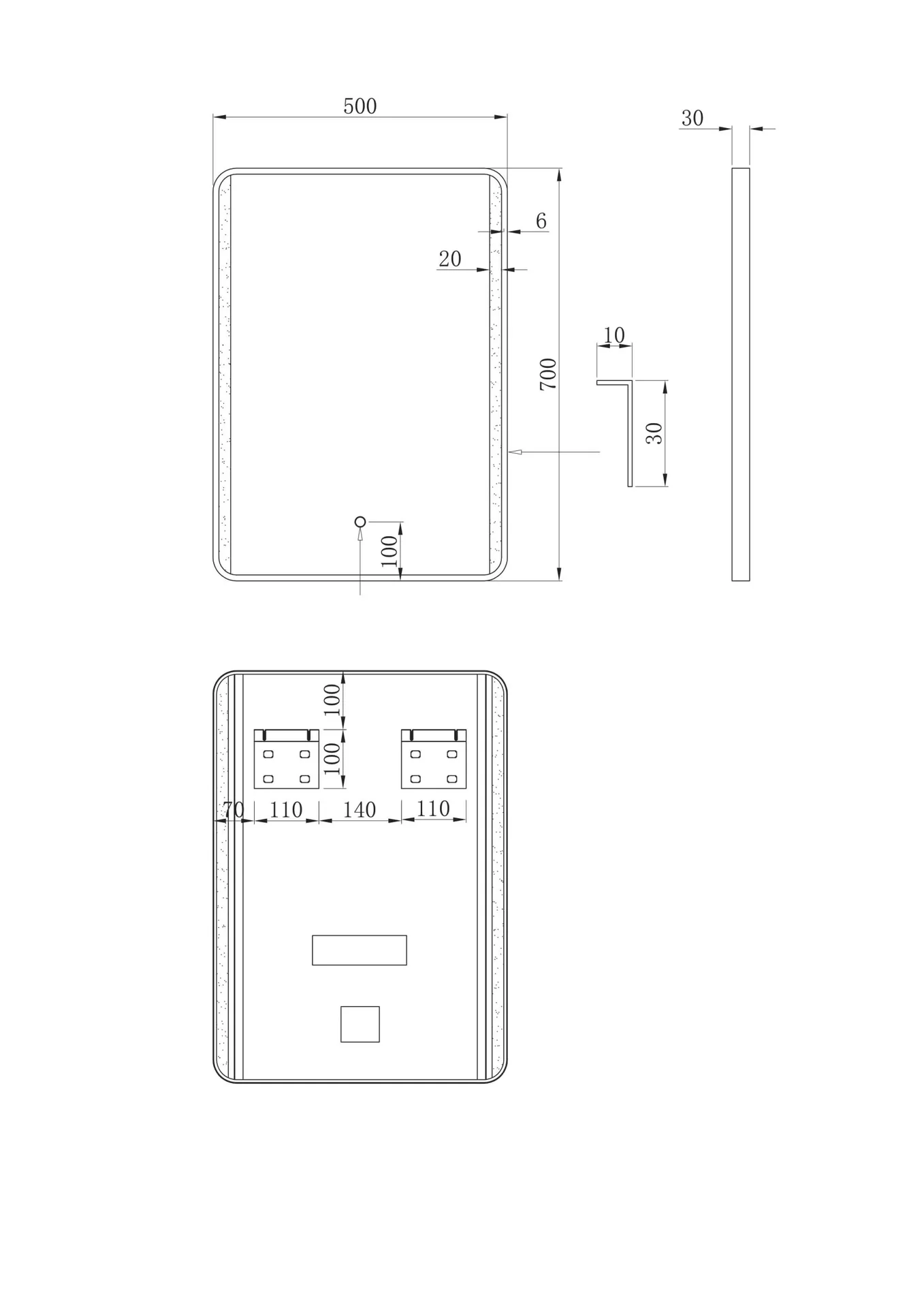 Badezimmerspiegel mit Beleuchtung, "Chic" - 50 x 70 cm - Lichtfarbe neutralweiß - 3