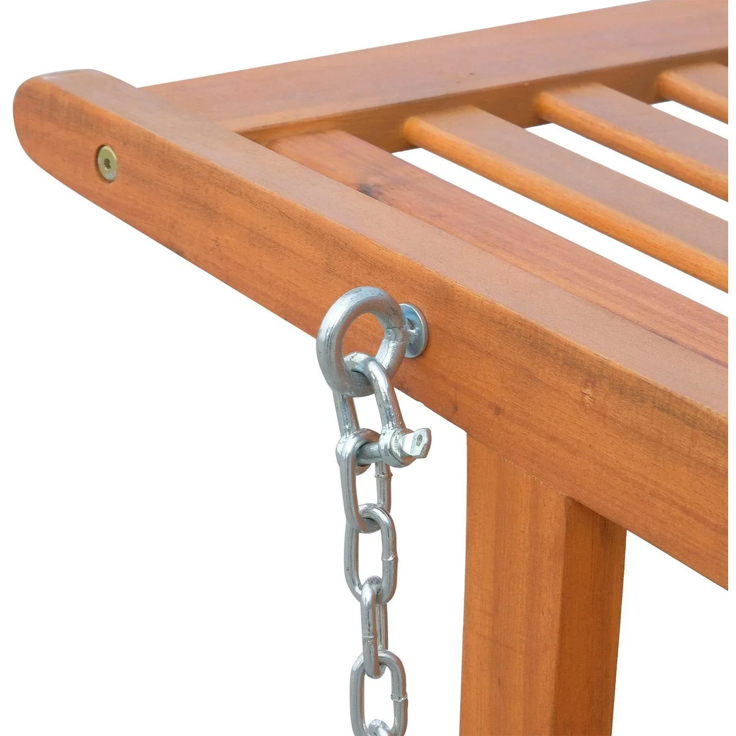 Hängebank Gartenschaukel 2-Sitzer mit Ketten Holz Braun - 0