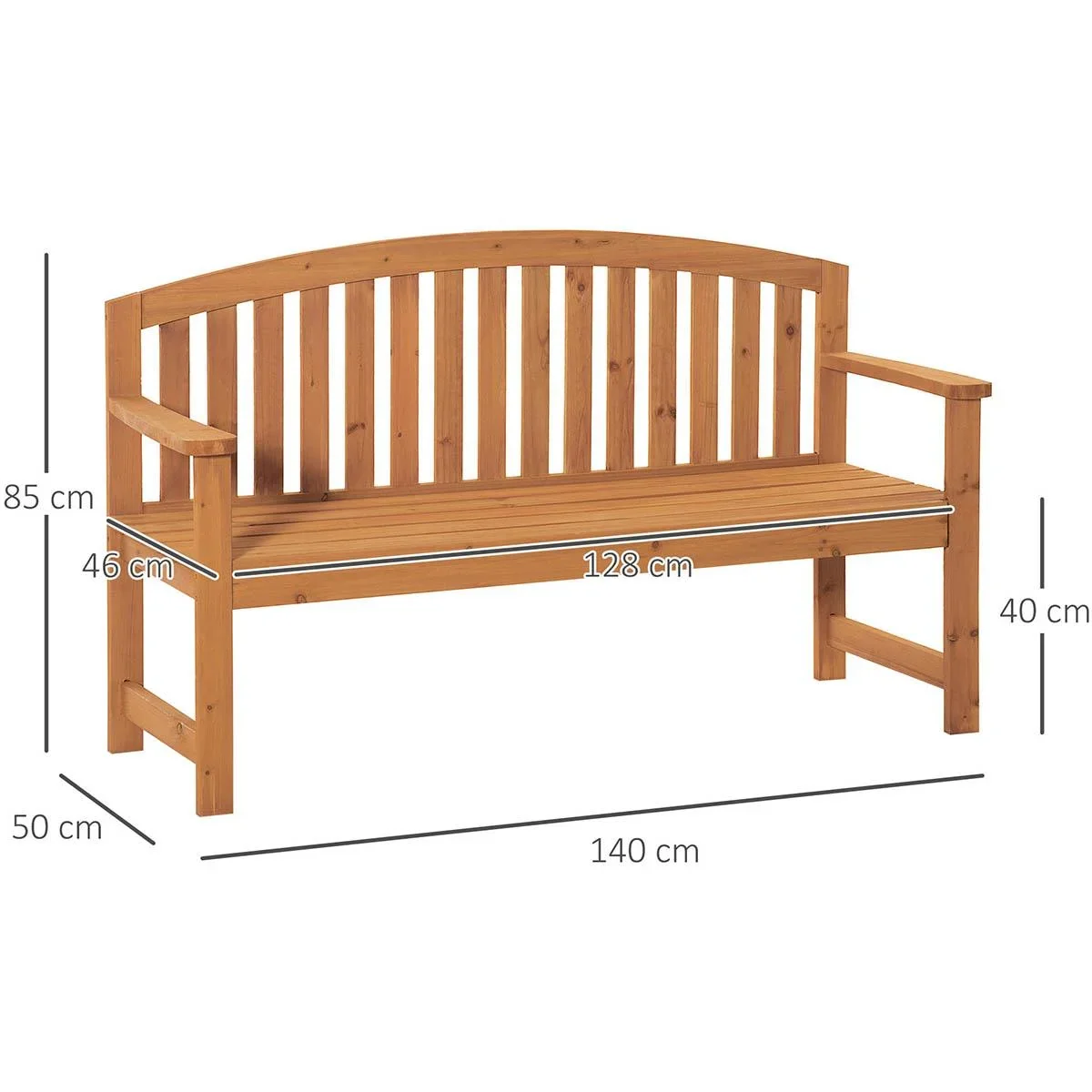 3-Sitzer Gartenbank Holz bis 320kg 140 x 50 x 85 cm - 1