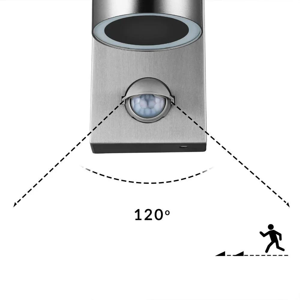 Wandleuchte Edelstahl flieder mit Sensor - 1