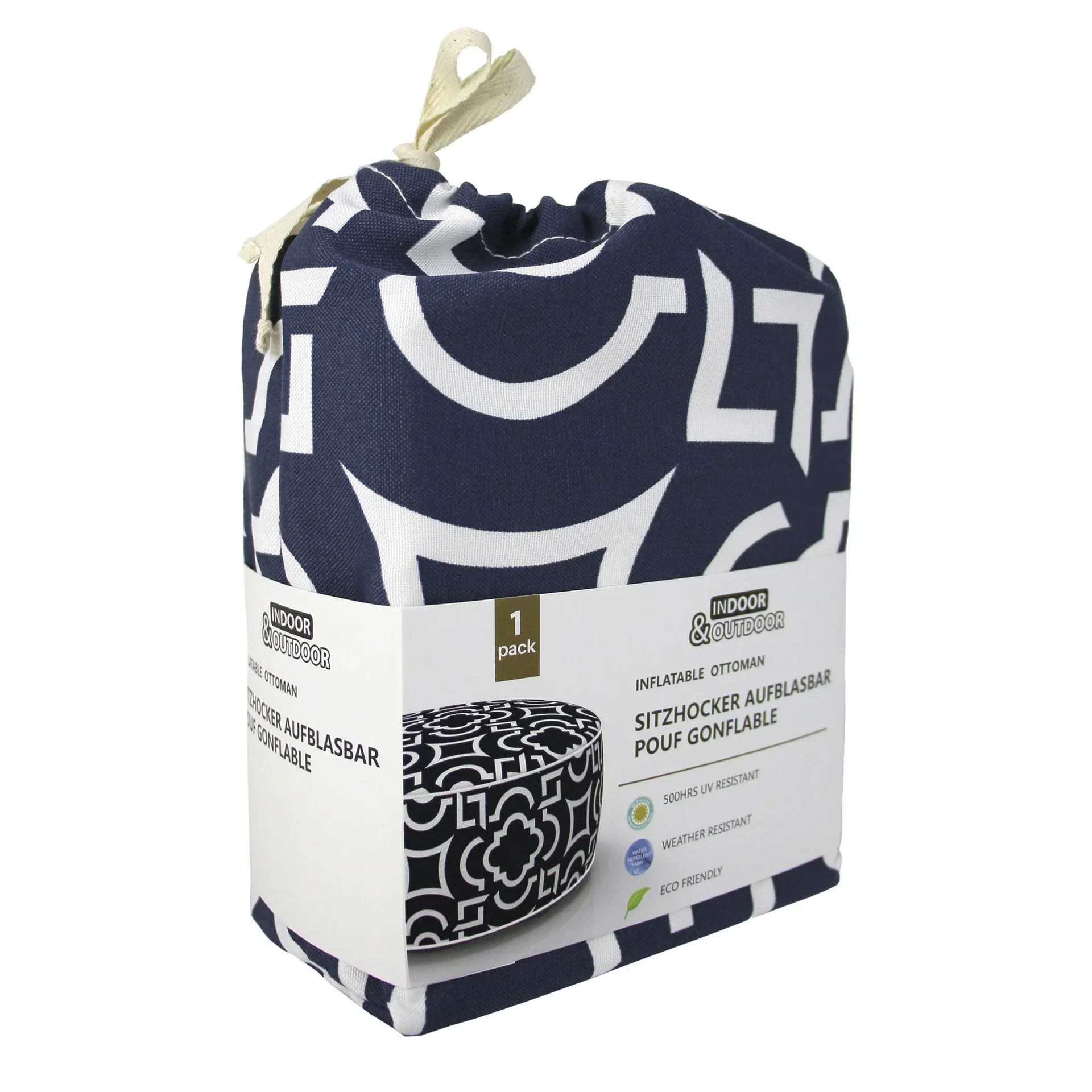 Aufblasbarer Lounge-Sitzhocker in Blau/Weiss - 0