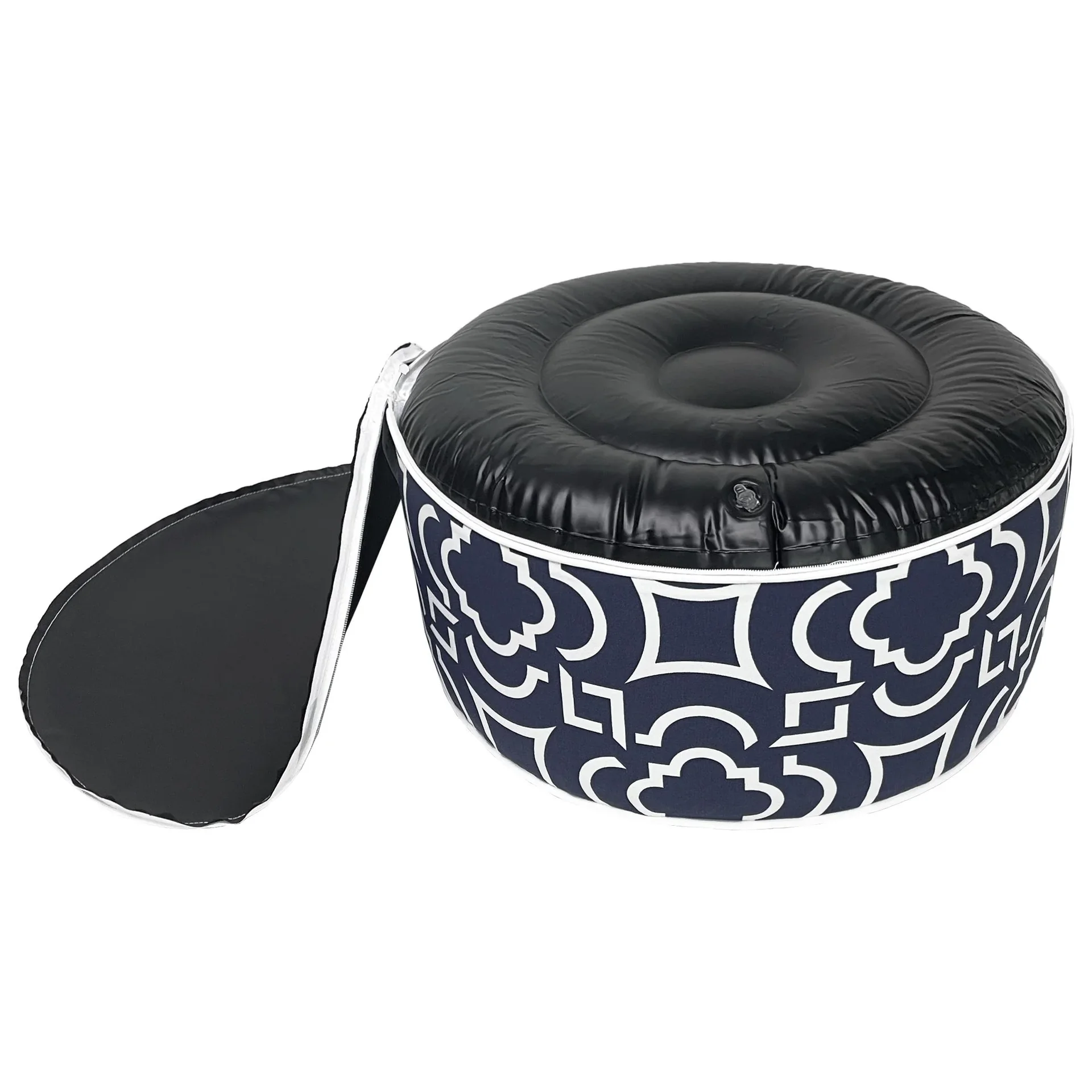 Aufblasbarer Lounge-Sitzhocker in Blau/Weiss - 1
