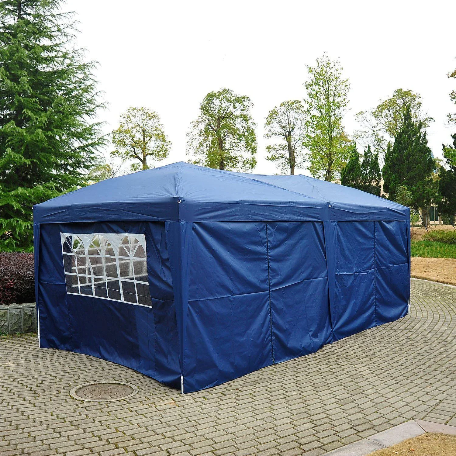 Faltpavillon 3x6 Wasserabweisend Blau Stabil Outsunny - 6