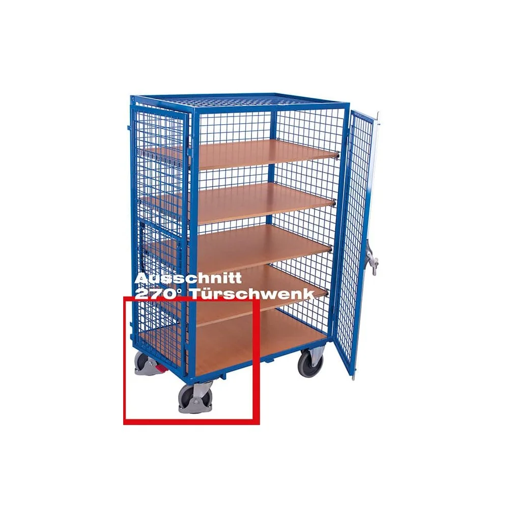 Etagenwagen mit 1 festen und 4 variablen Böden Hebelgriff-Doppelflügeltür + EasySTOP Typ L-0