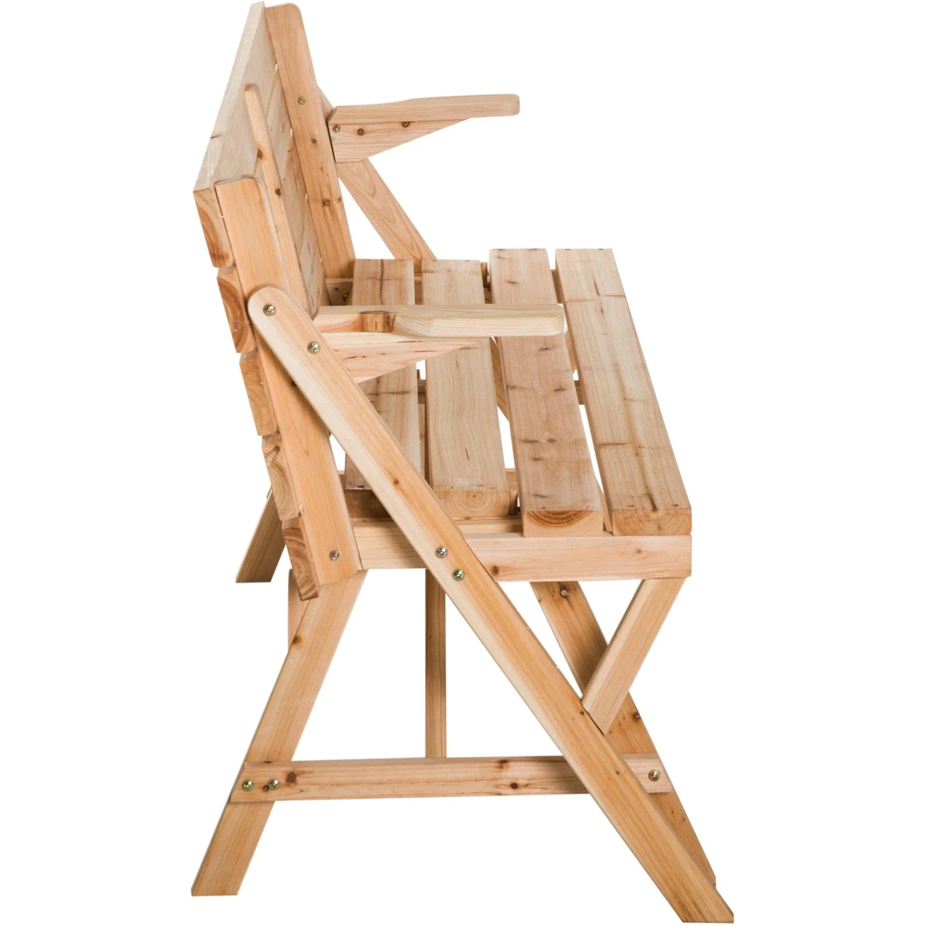 Bierzeltgarnitur 2-in-1 klappbar Sitzgruppe Gartengarnitur 1 x Tisch 2 x Sitzbank Tannenholz Natur 138 x 130 x 73 cm - 2