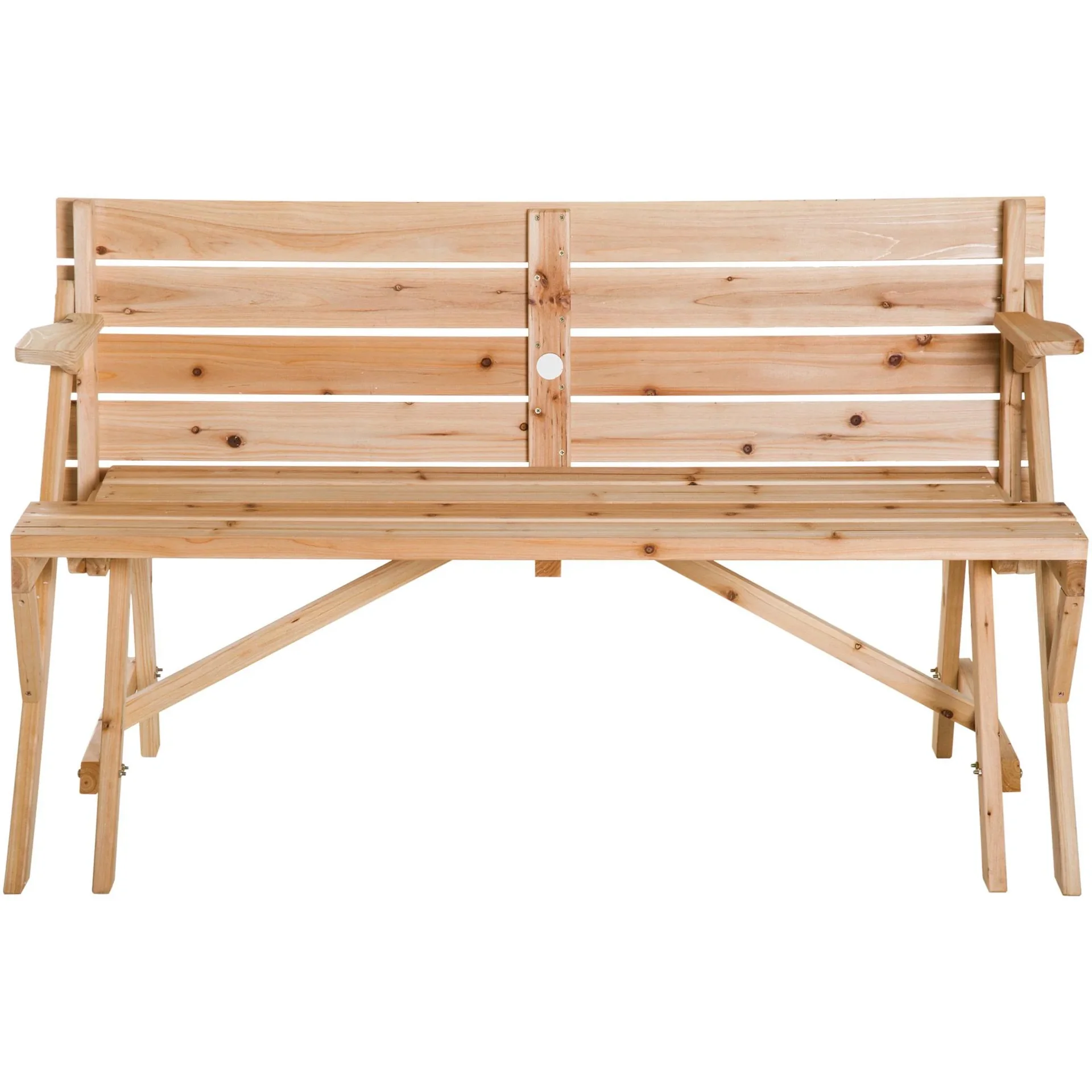 Bierzeltgarnitur 2-in-1 klappbar Sitzgruppe Gartengarnitur 1 x Tisch 2 x Sitzbank Tannenholz Natur 138 x 130 x 73 cm - 7