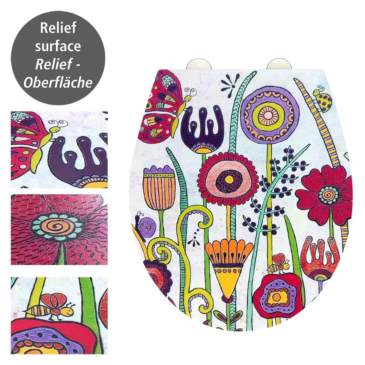 WC-Sitz Full Bloom, Rollin'Art Toilettensitz mit Relief Oberfläche und Absenkautomatik - 1