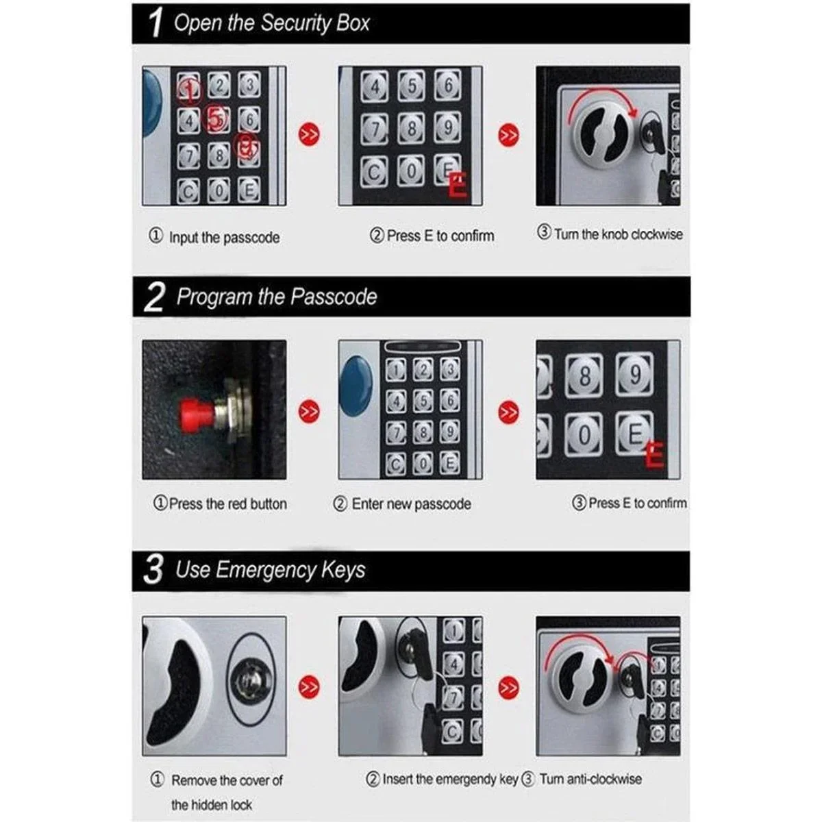 Safe - Elektronischer Safe - 31x20x20 cm - Schwarz - 0