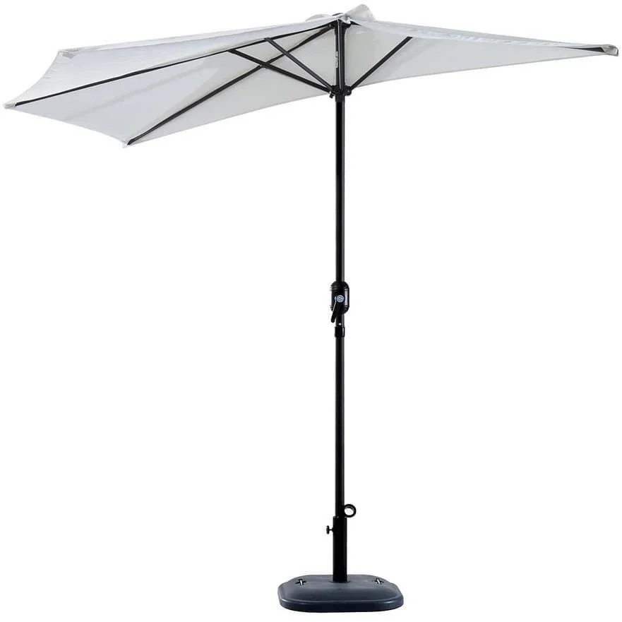 Alu Sonnenschirm Kurbelschirm halbrund cremeweiß - 0