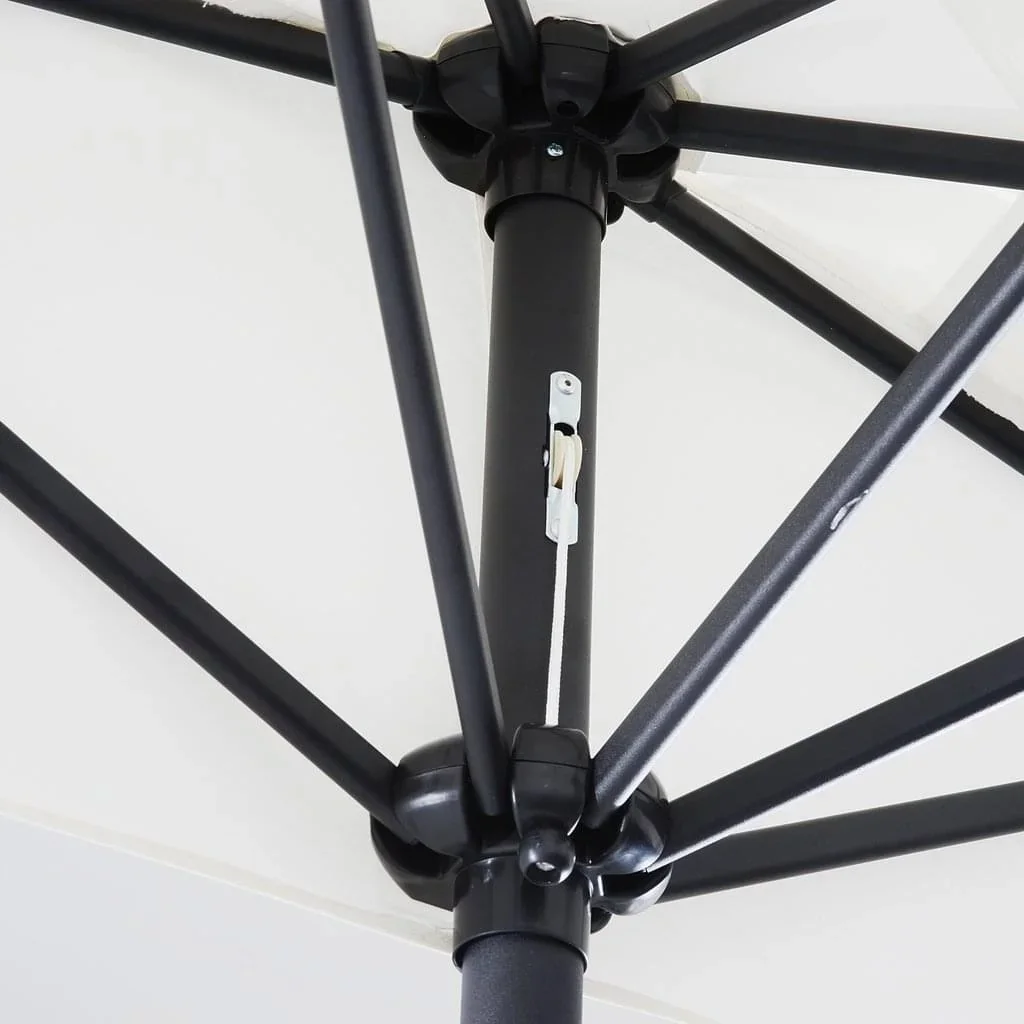 Alu Sonnenschirm Kurbelschirm halbrund cremeweiß - 1