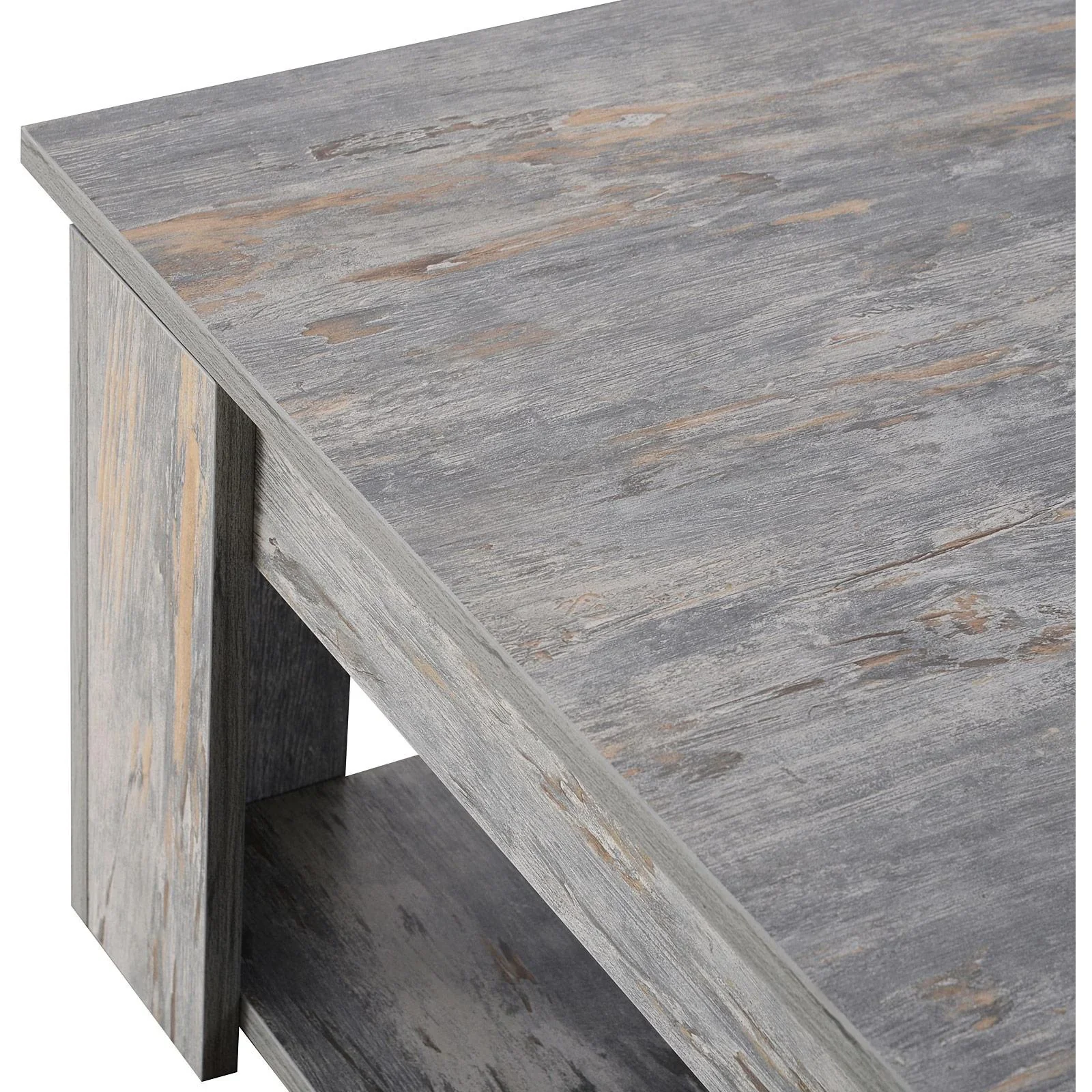 Couchtisch Beistelltisch Holztisch mit Ablage Pinie Shabby 80 x 80 cm - 1