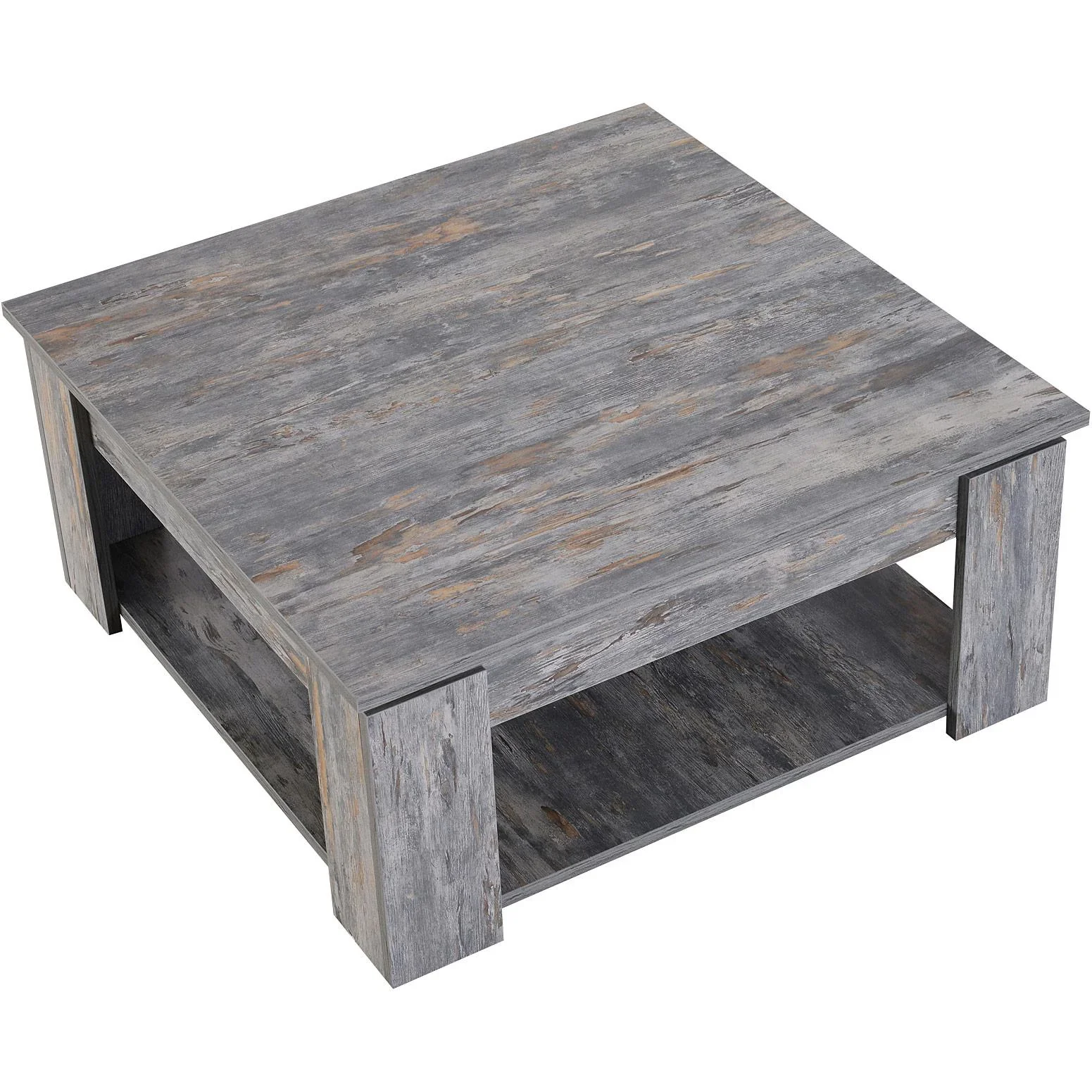 Couchtisch Beistelltisch Holztisch mit Ablage Pinie Shabby 80 x 80 cm - 4
