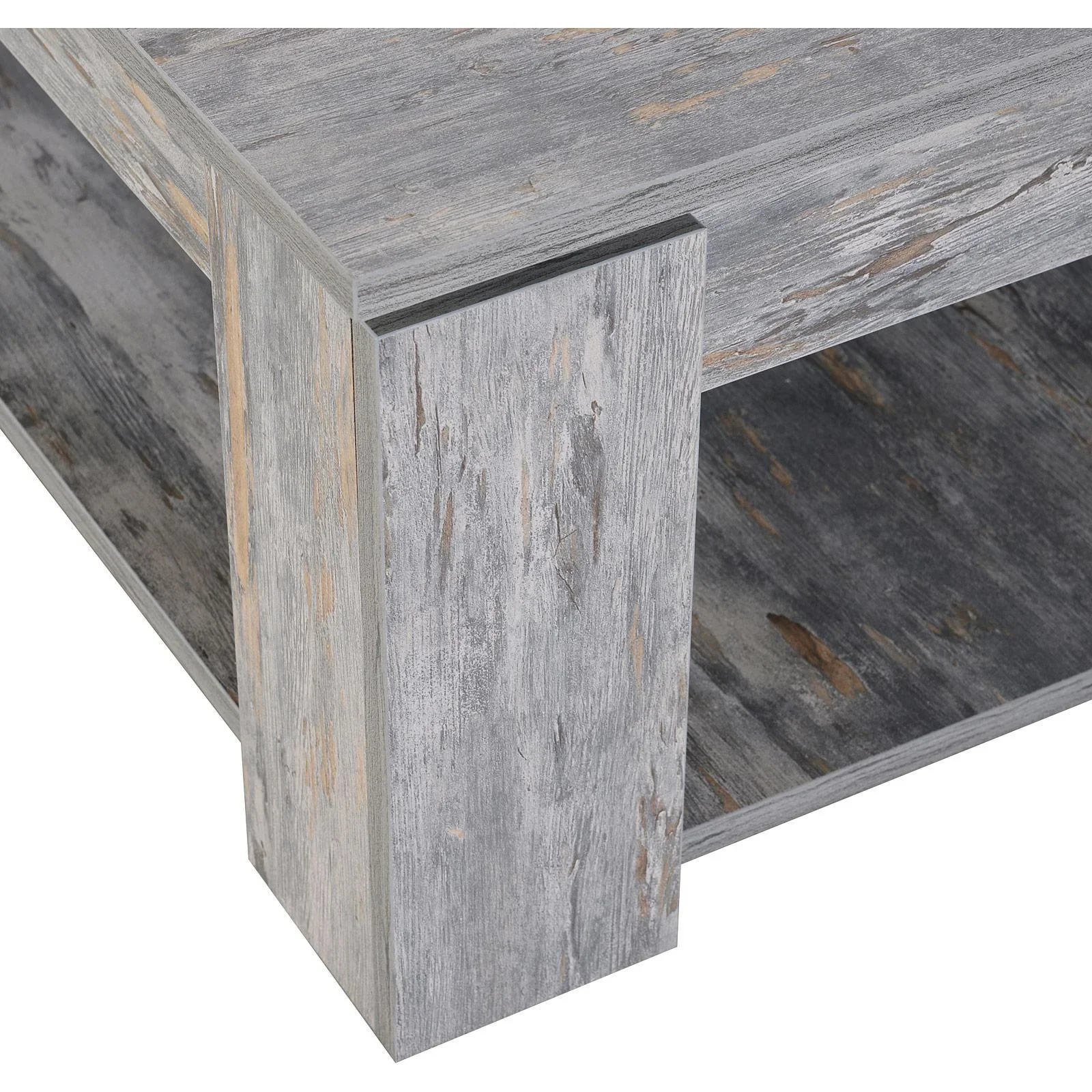 Couchtisch Beistelltisch Holztisch mit Ablage Pinie Shabby 80 x 80 cm - 5