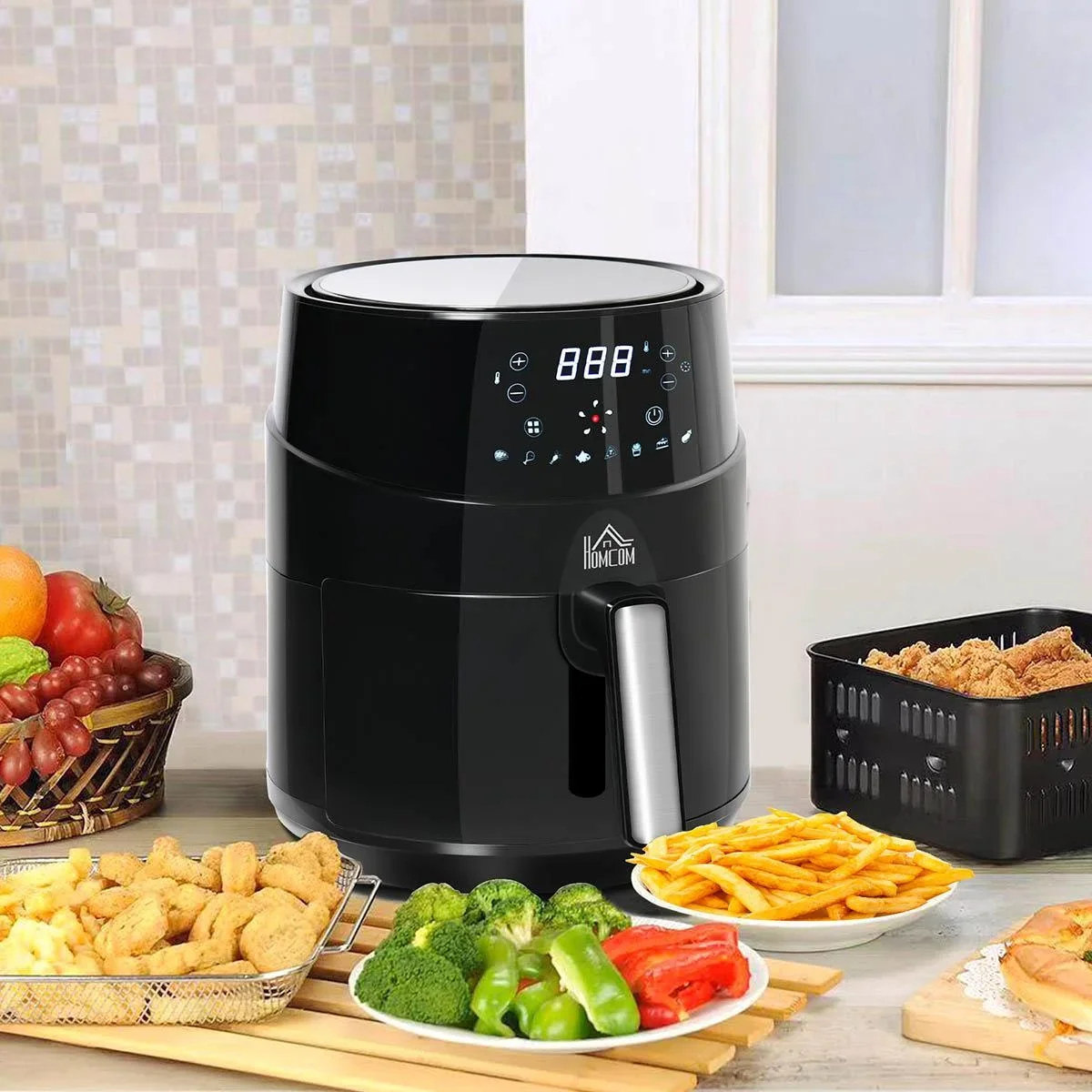 Heißluftfritteuse ohne Öl 4,5 L 1500W Airfryer mit 8 voreingestellte Modi LED-Display Antihaftbeschichteter Korb für ges - 0