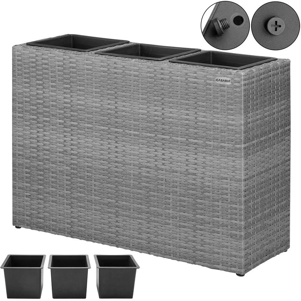Polyrattan Blumentopf grau 83x30,5x60cm - 1