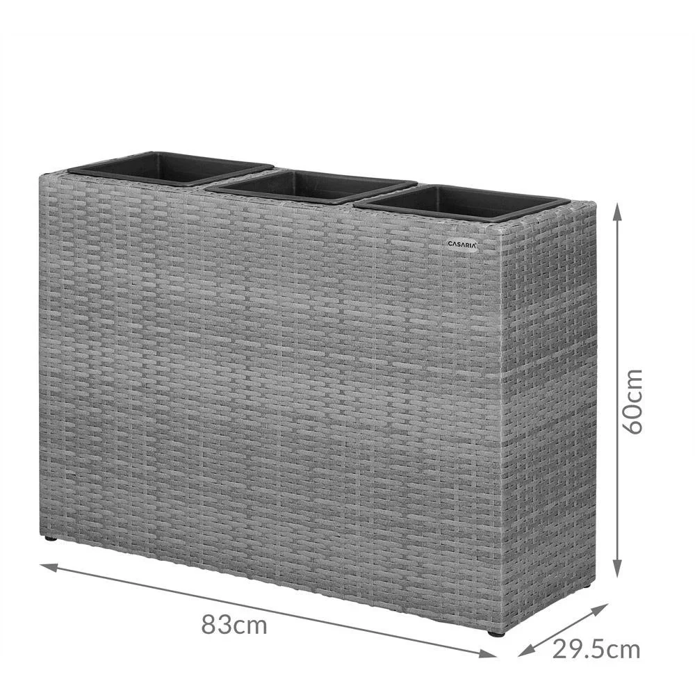 Polyrattan Blumentopf grau 83x30,5x60cm - 7