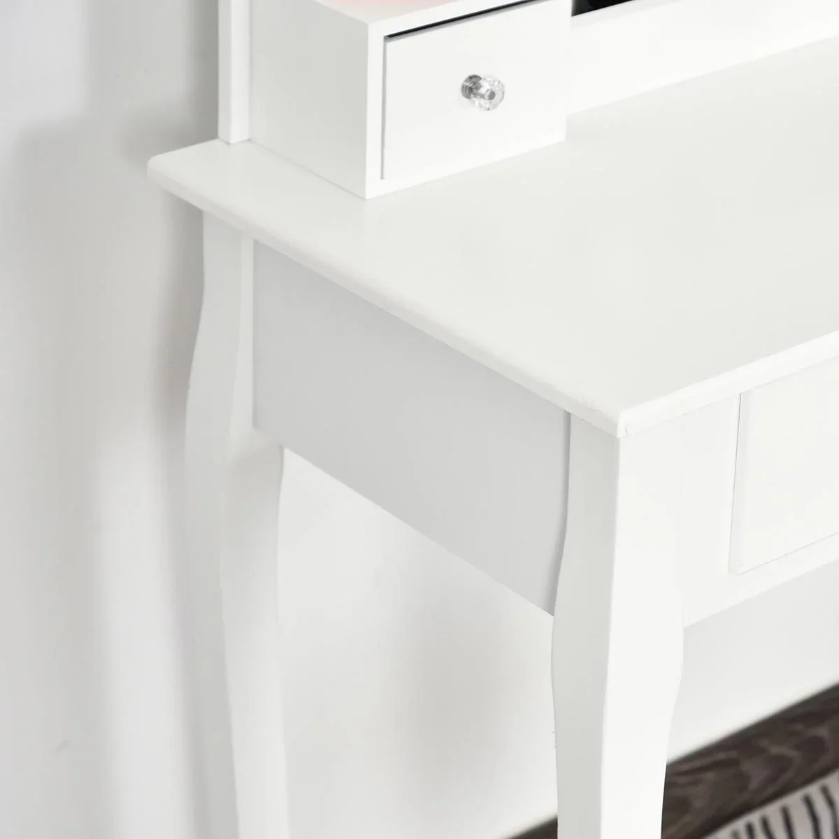 Frisierkommode mit Spiegel und 5 Schubladen, weiß - 3