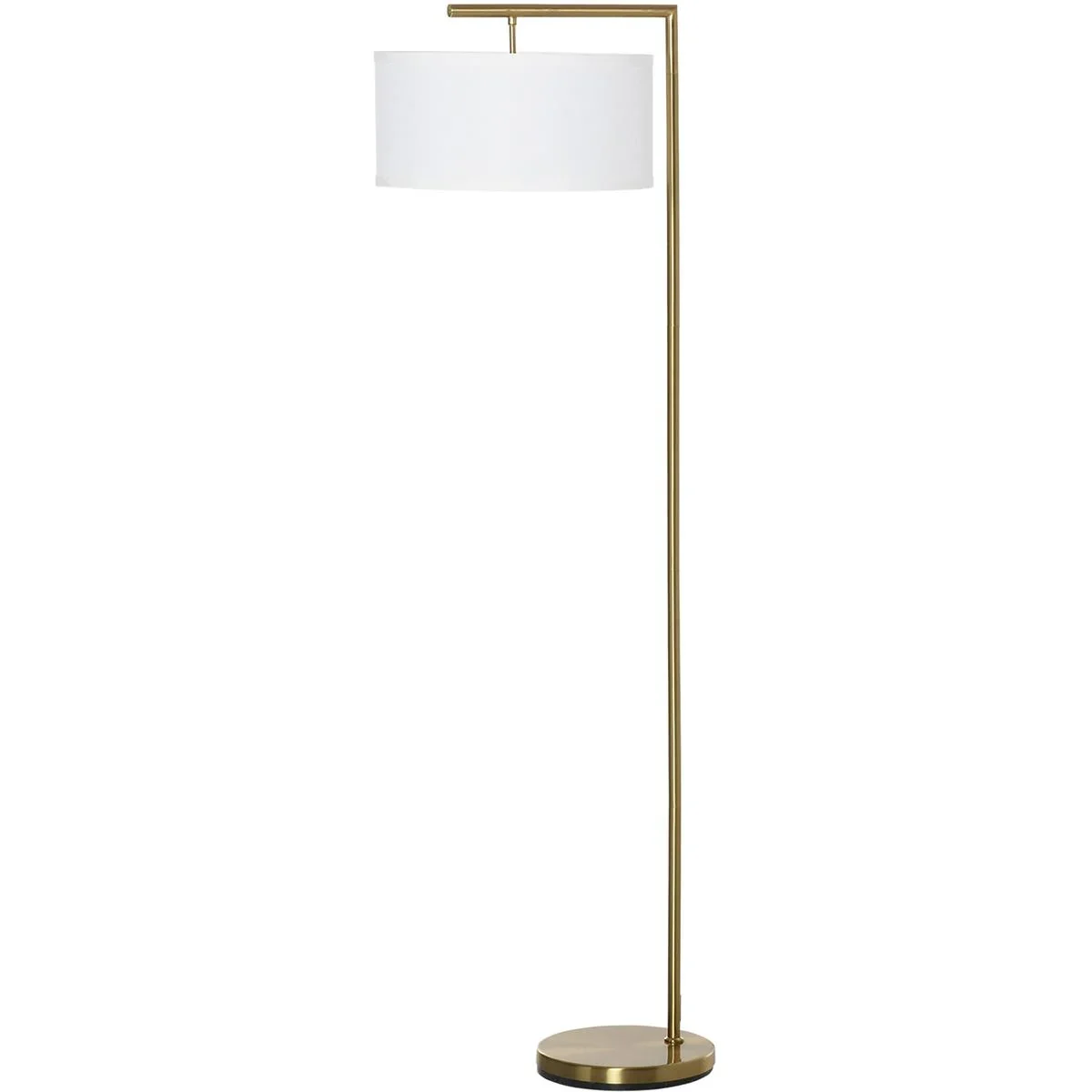 Stehlampe mit Leinenstoffschirm gold/weiß - 7