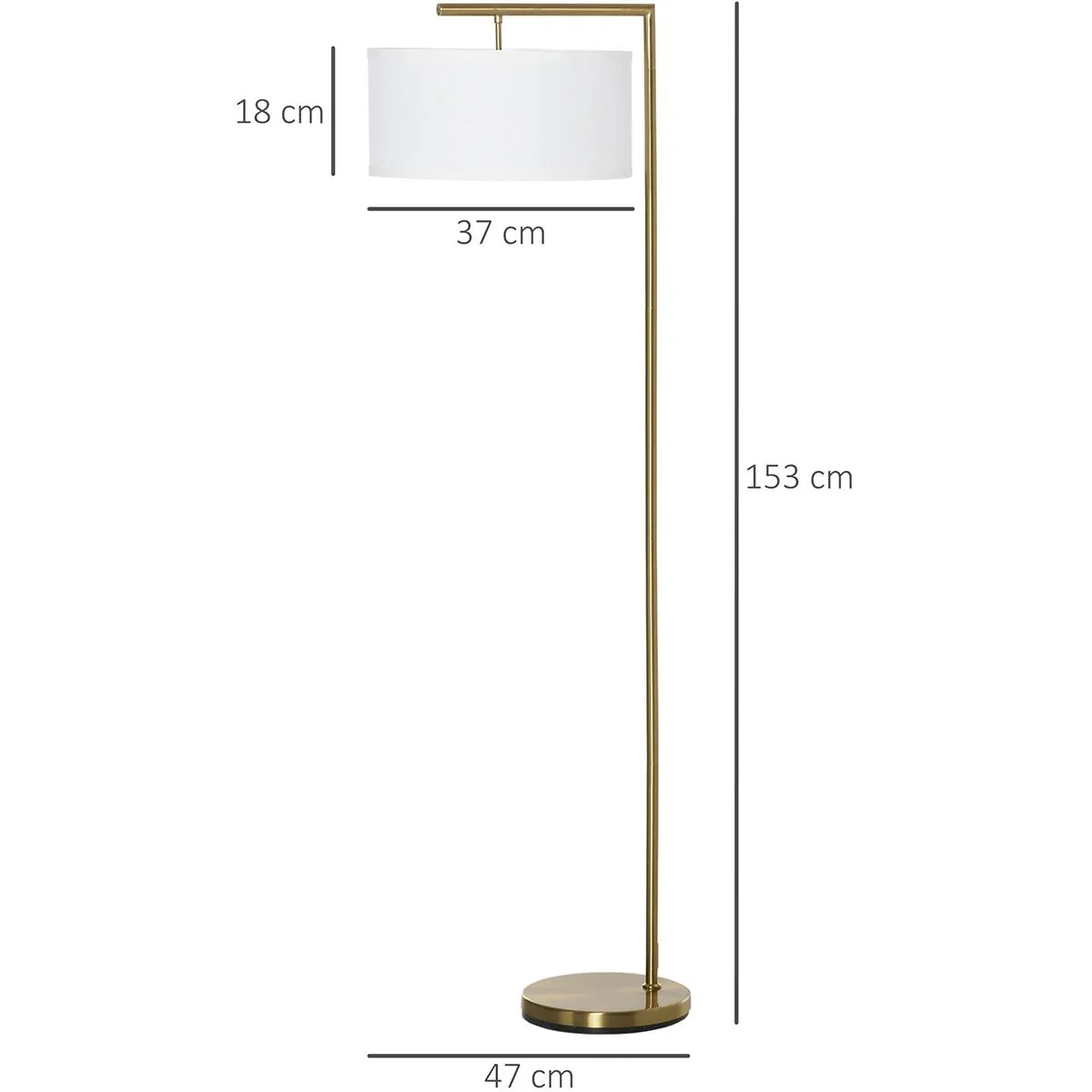 Stehlampe mit Leinenstoffschirm gold/weiß - 8