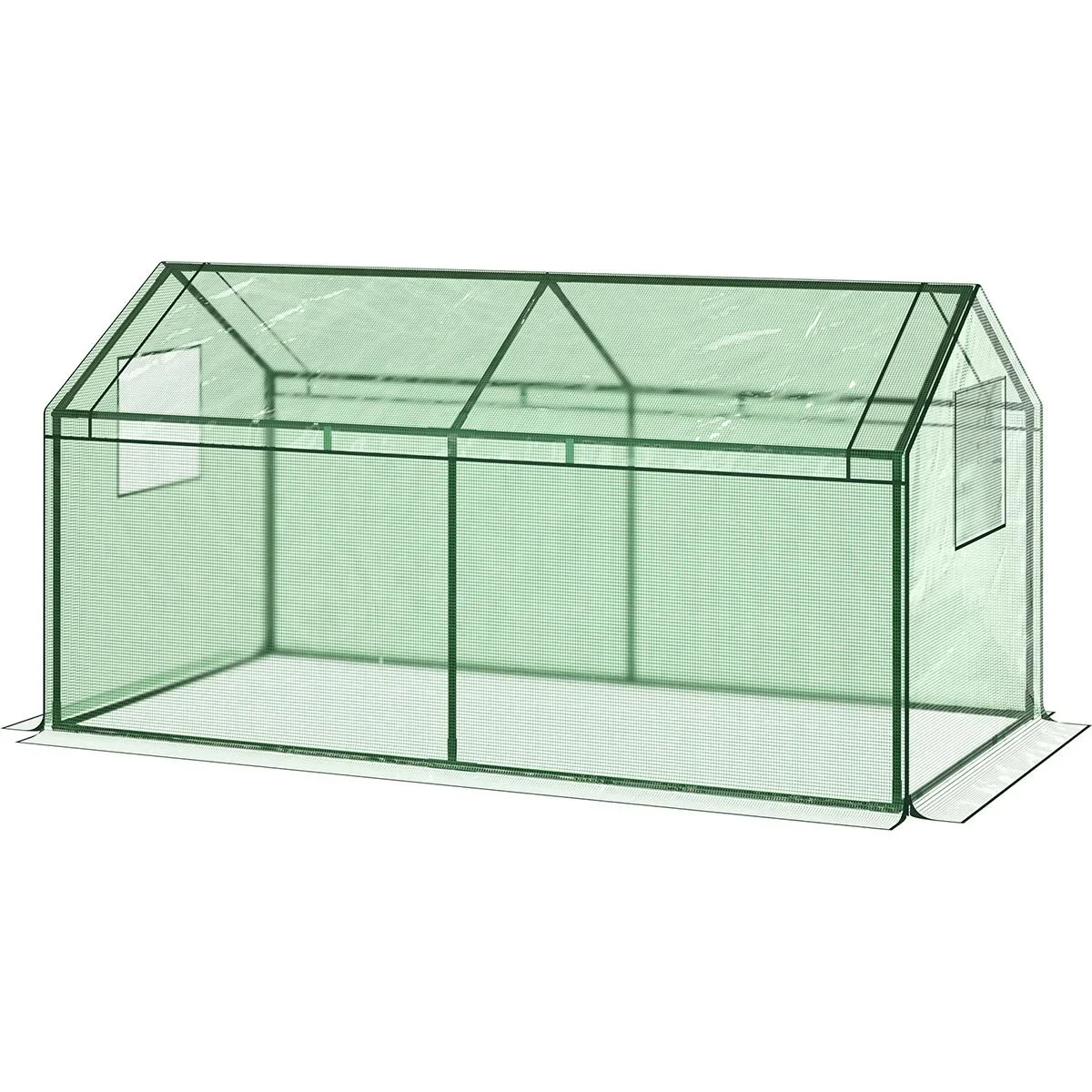 Poly-Gewächshaus mit Fensterdach - Grün - 180 x 92 x 92 cm - 0