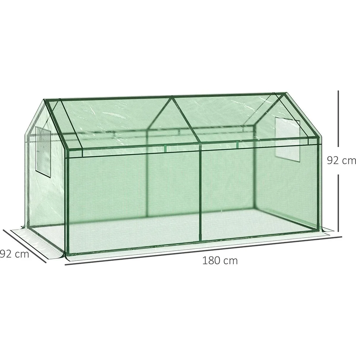 Poly-Gewächshaus mit Fensterdach - Grün - 180 x 92 x 92 cm - 4