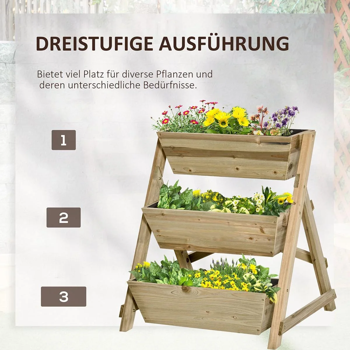 Blumentreppe Holz Blumenleiter mit - 1
