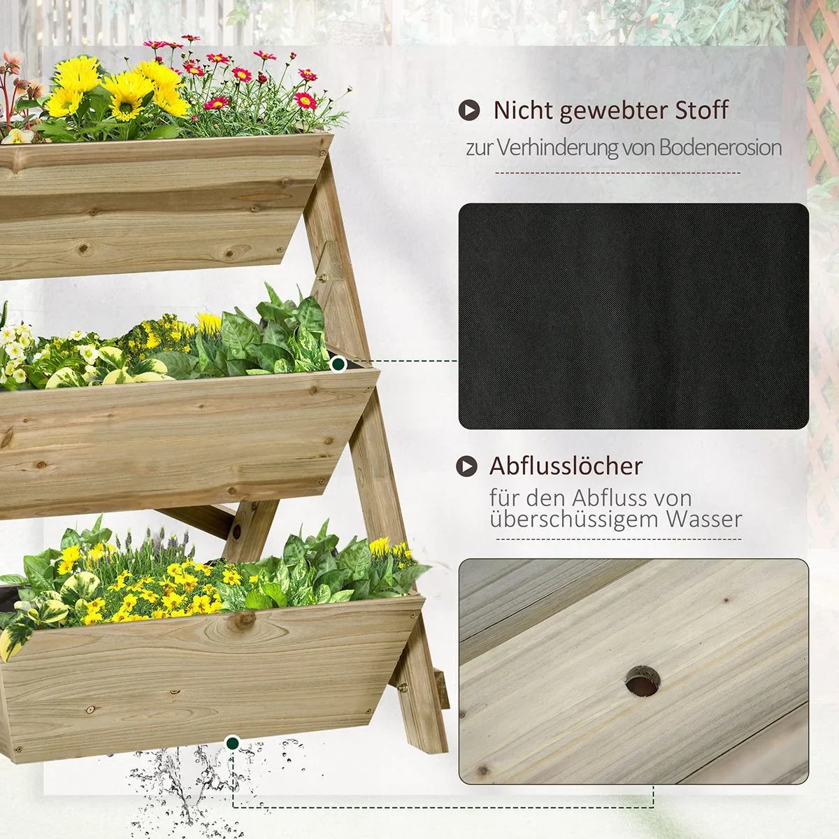 Blumentreppe Holz Blumenleiter mit - 3