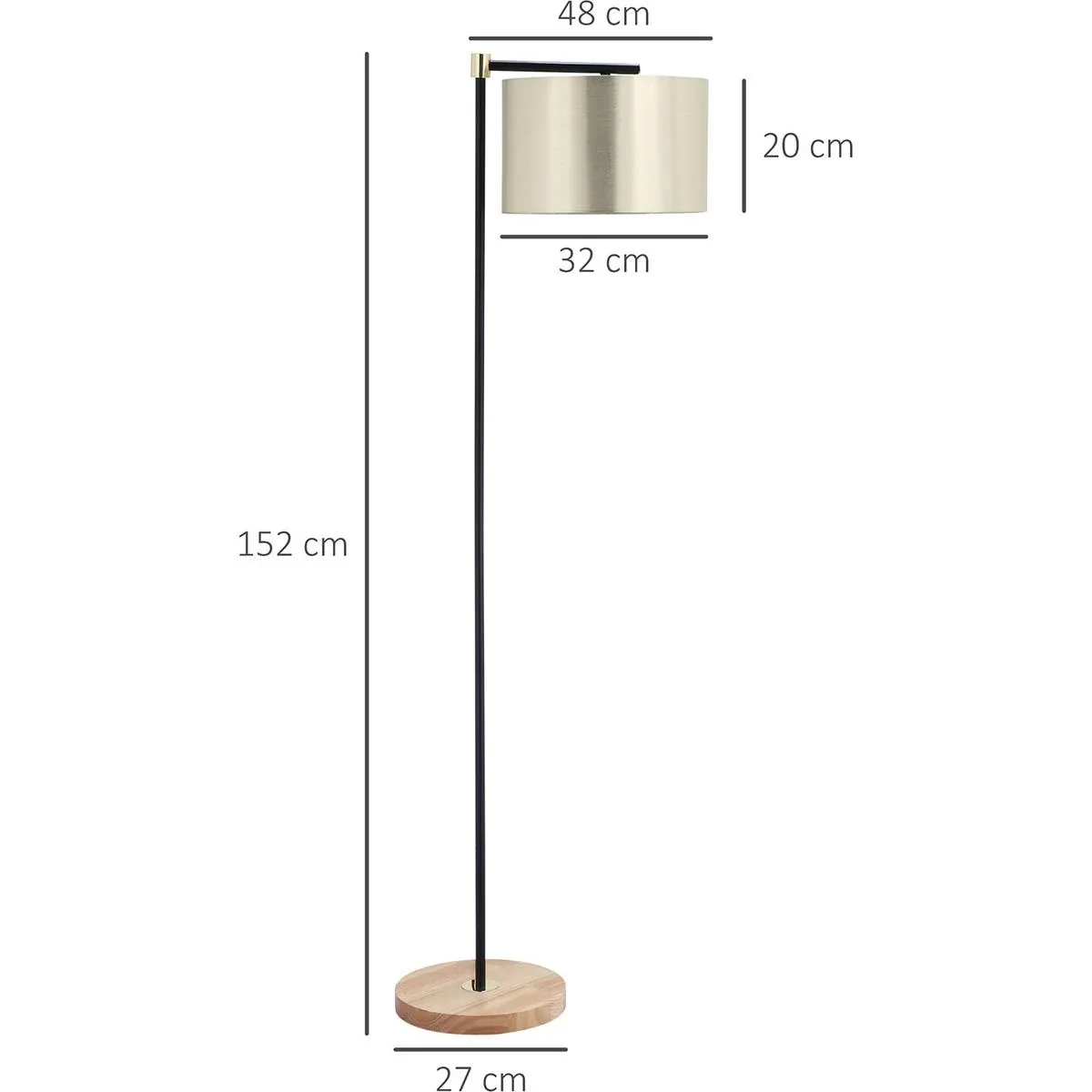 Stehlampe Wohnzimmer Stehleuchte 40W moderne Standleuchte mit E27 Fassung Stoffschirm für Schlafzimmer Büro elegant Gold - 2
