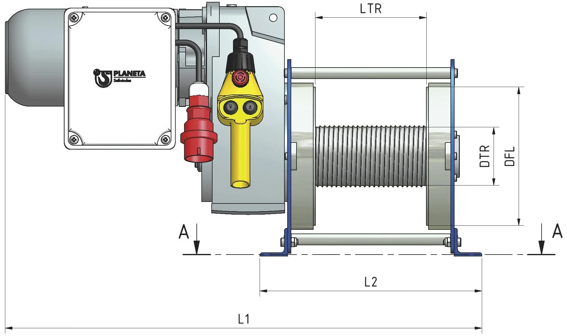 Elektro-Seilwinde PFW-C 250 einsatzfertig, max. 250 kg (1. Lage), 400V, 50 m Seil, IP55, Hubwinde für Materialtransport - 7