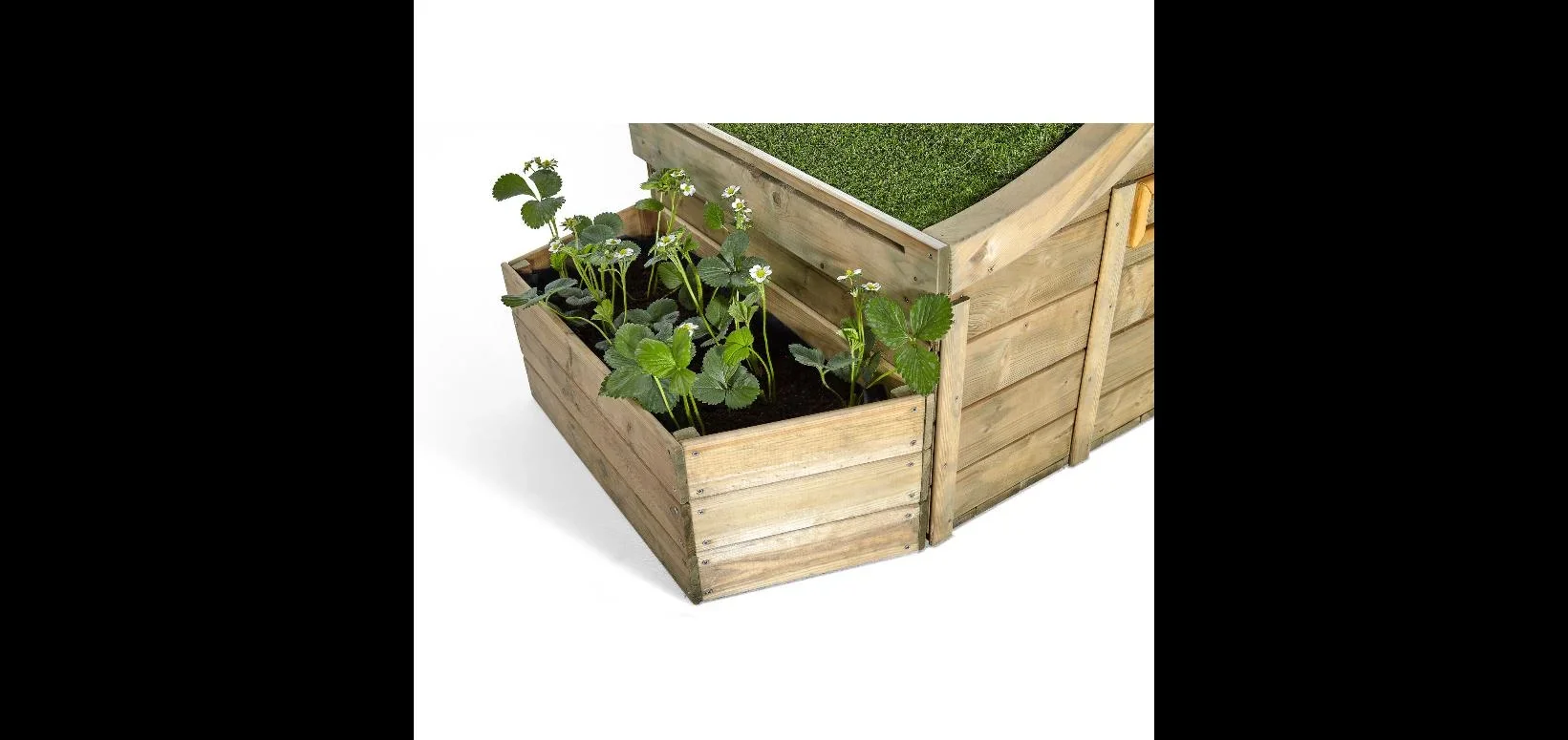 Discovery Nature Play Hideway, Outdoor-Spielhaus für Kinder aus Holz, Pflanzkübel, Malscheibe, Windspiel, natur - 8