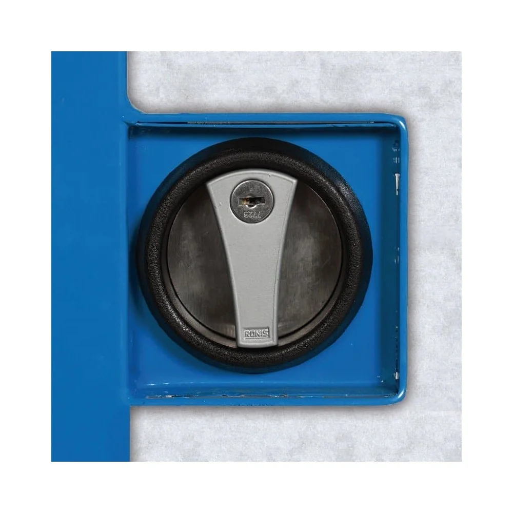 Stahlblech-Etagenwagen mit 1 festen und 4 variablen Böden Drehgriff-Doppelflügeltür + EasySTOP Typ L-1