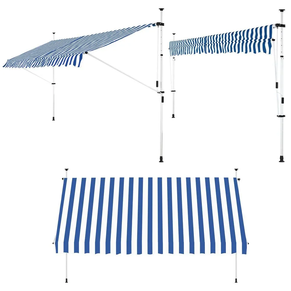 Klemmmarkise blau/weiß 350cm - 1