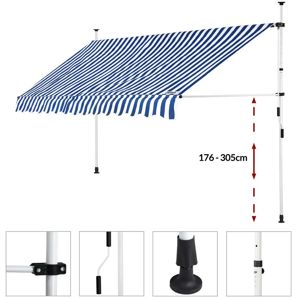 Klemmmarkise blau/weiß 350cm - 4