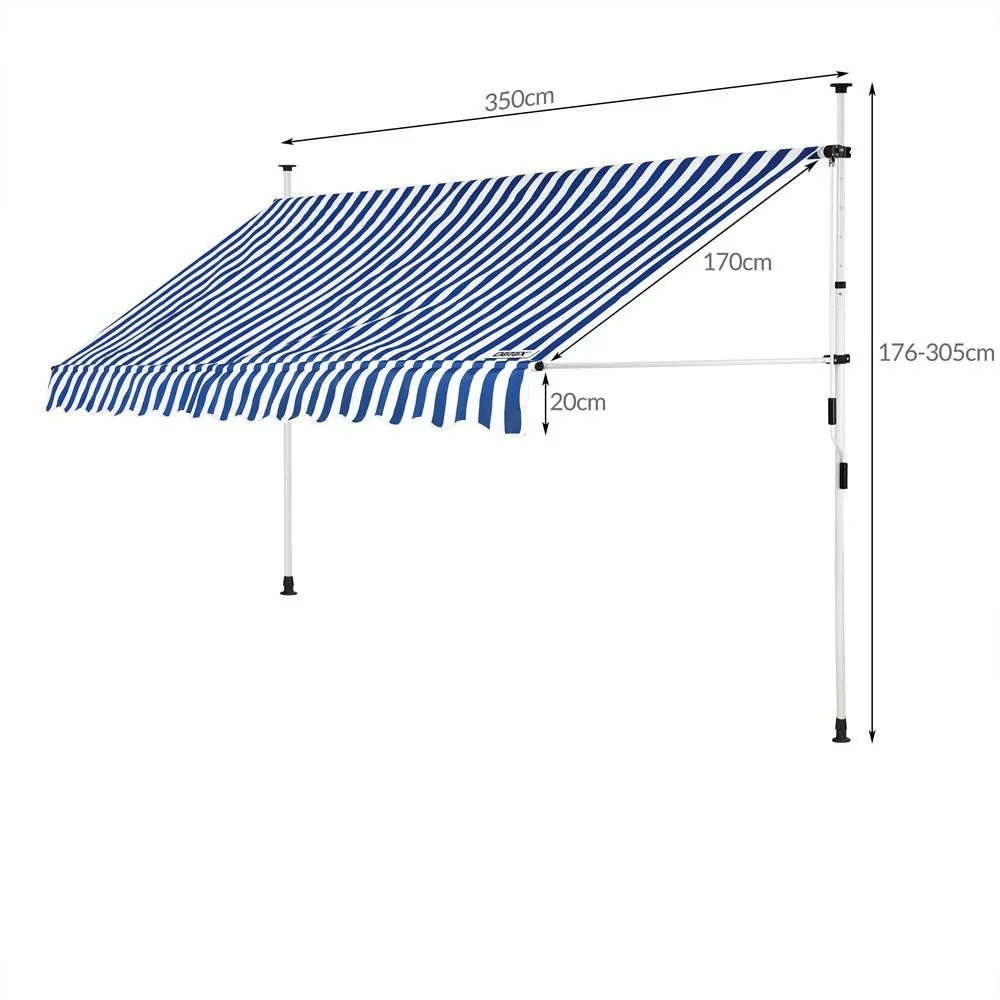 Klemmmarkise blau/weiß 350cm - 5