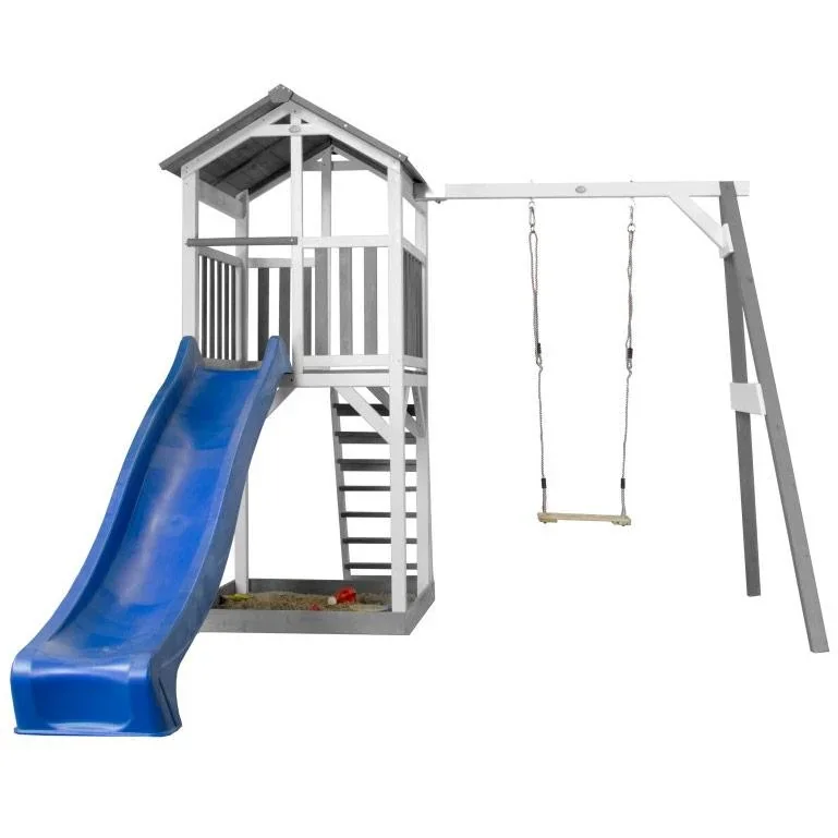 Strand Tower mit Spielturm Einzelschaukel - Blaue Rutsche - 6