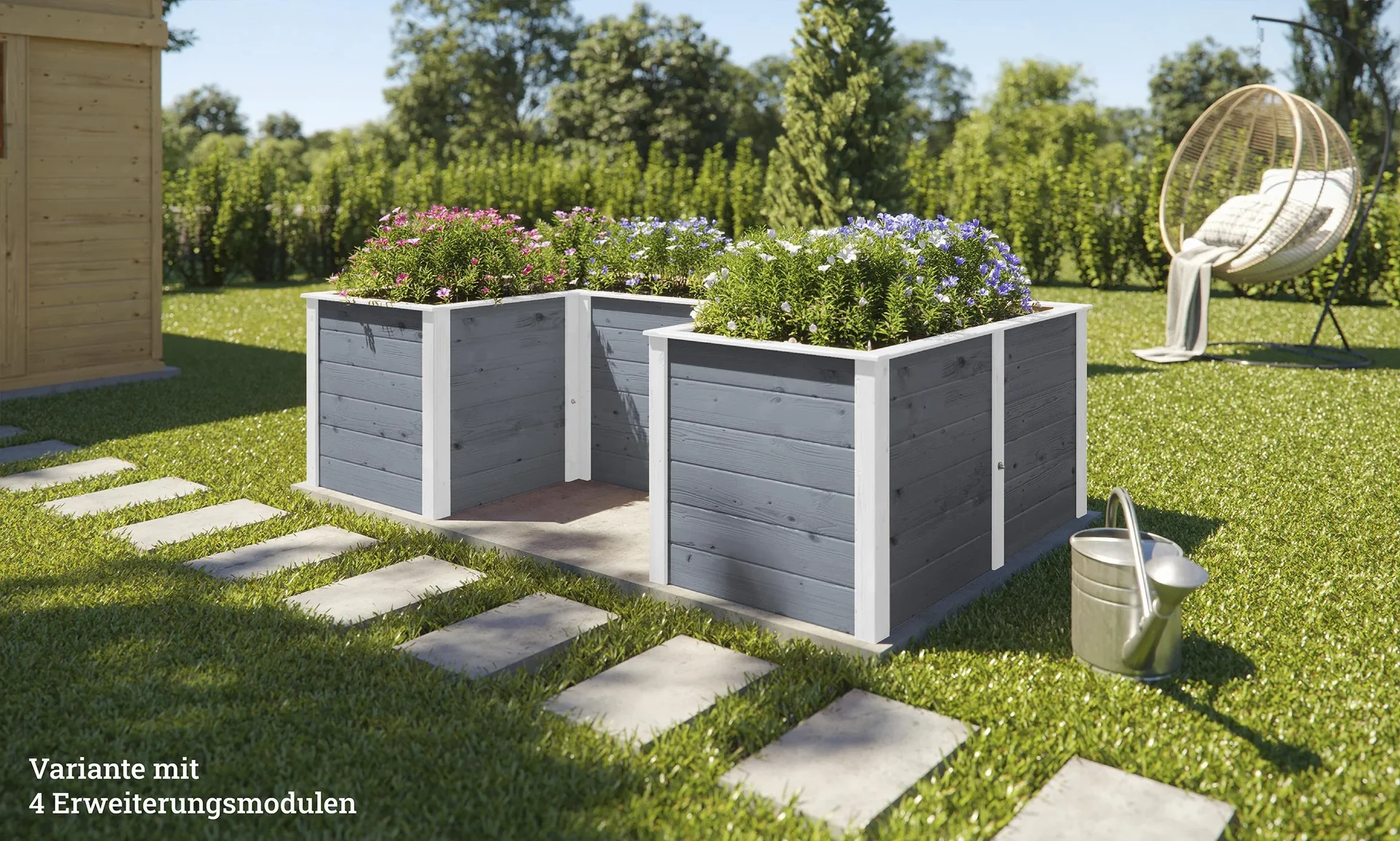 Ergänzungssatz Hochbeet Modular, Wandstärke 21 mm, grau, 67 cm - 4