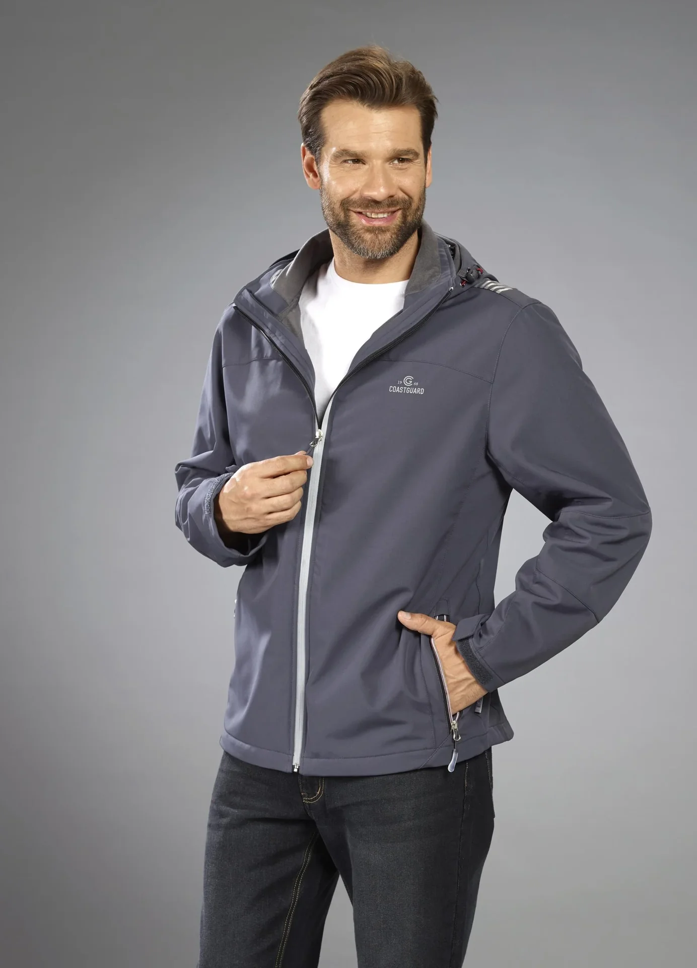 Softshelljacke 2 in 1, mit rausnehmbarer Innenjacke, Frabe grau/bordeaux, Gr.M - 1