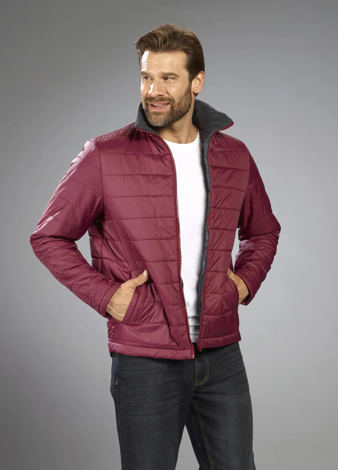 Softshelljacke 2 in 1, mit rausnehmbarer Innenjacke, Frabe grau/bordeaux, Gr.M - 4