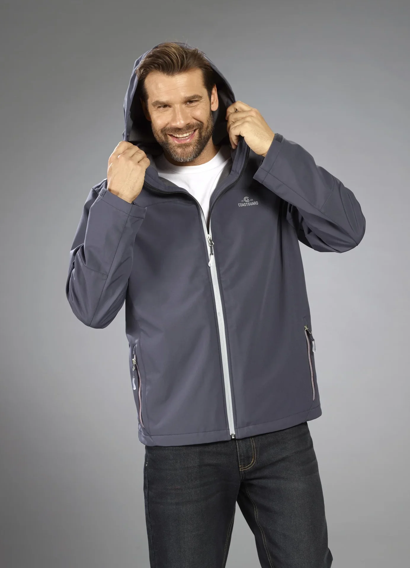 Softshelljacke 2 in 1, mit rausnehmbarer Innenjacke, Frabe grau/bordeaux, Gr.M - 5