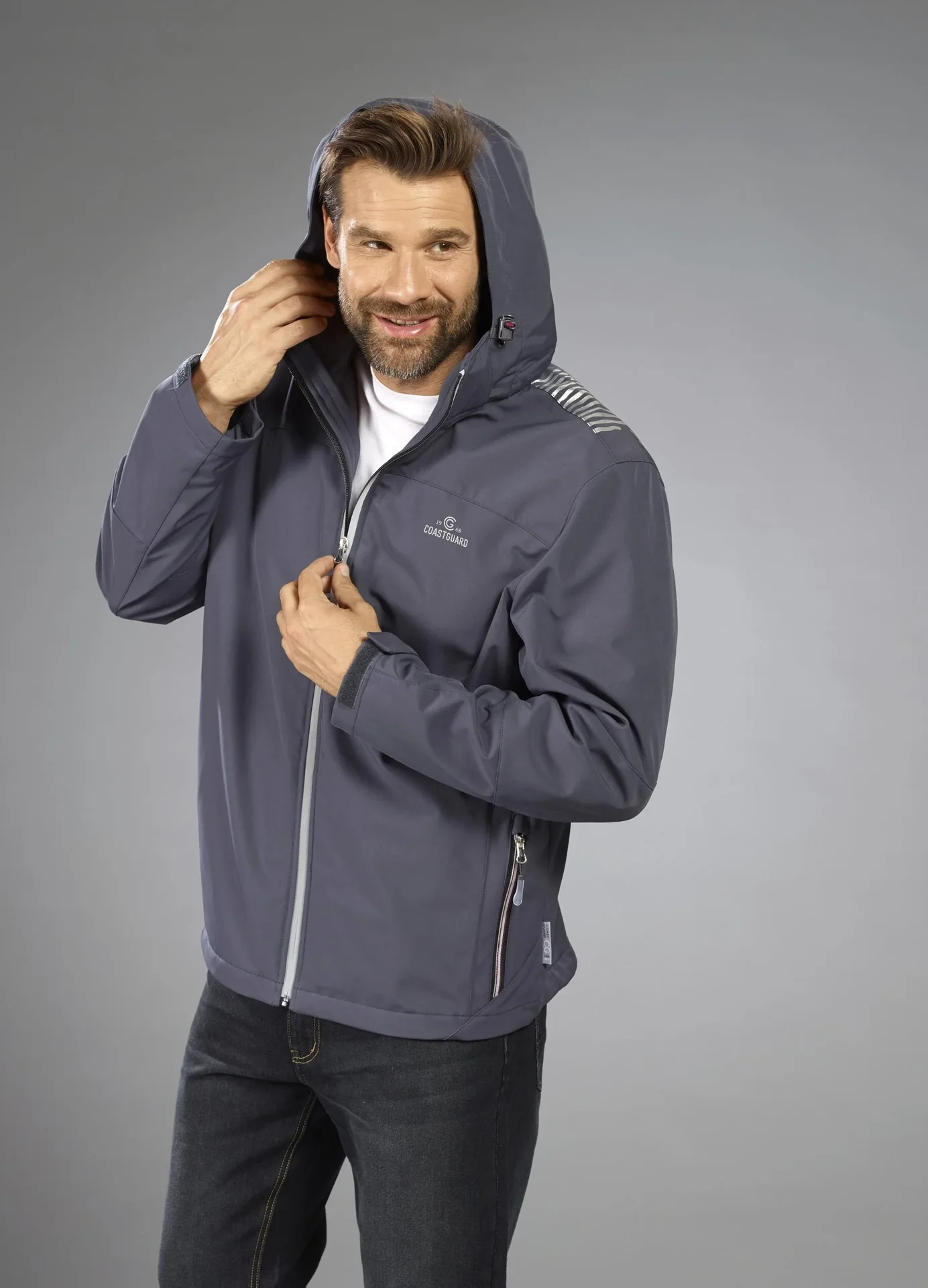 Softshelljacke 2 in 1, mit rausnehmbarer Innenjacke, Frabe grau/bordeaux, Gr.M - 6