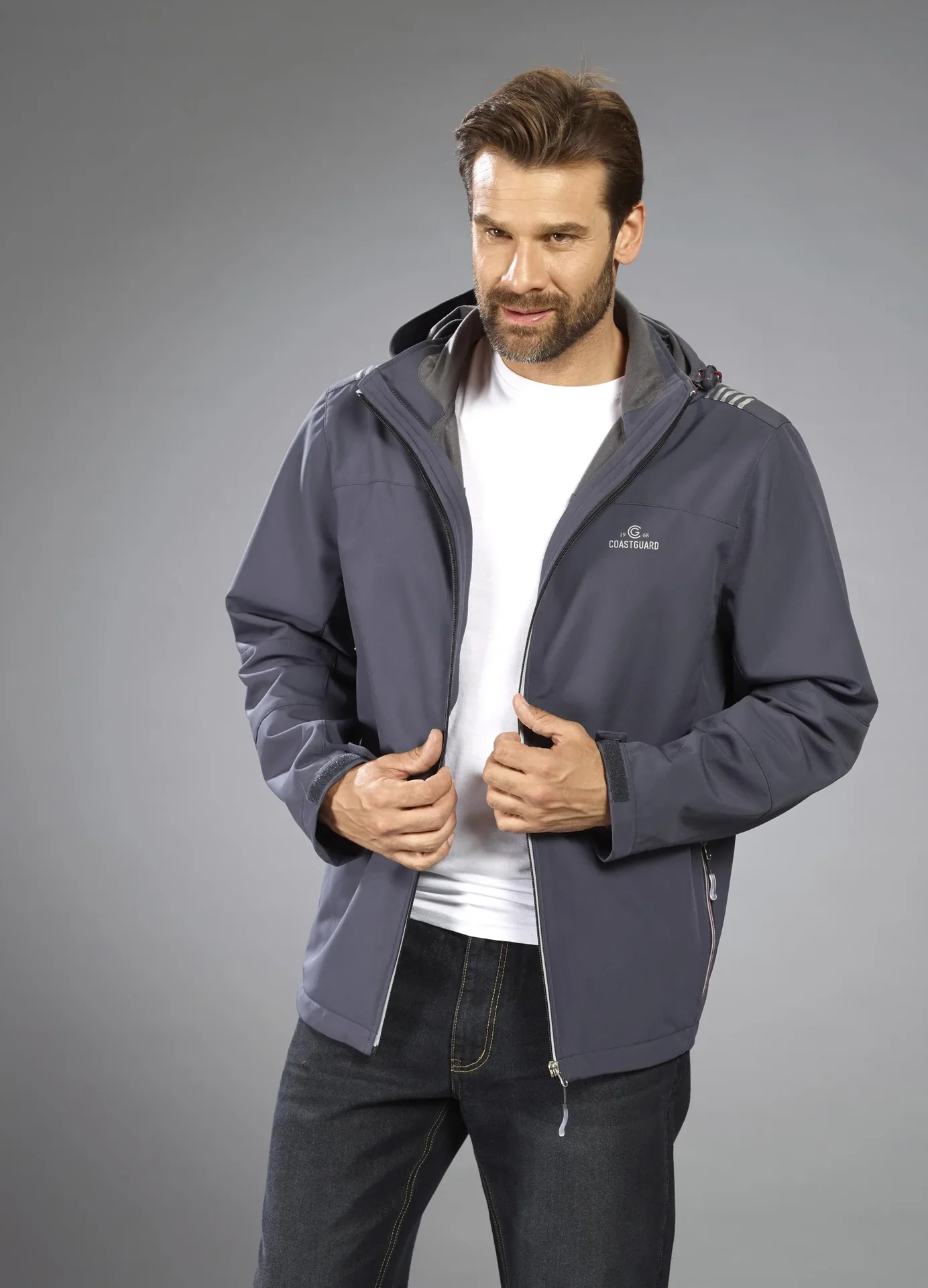 Softshelljacke 2 in 1, mit rausnehmbarer Innenjacke, Frabe grau/bordeaux, Gr.M - 11