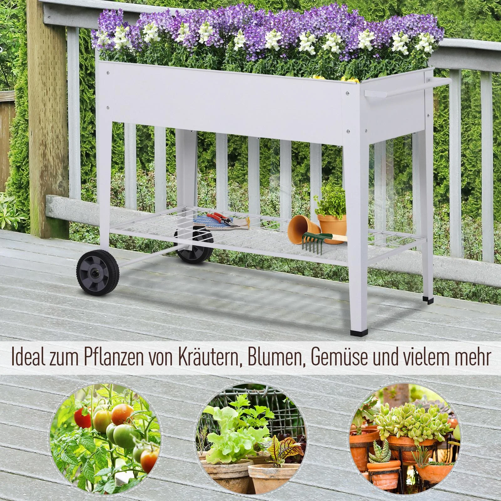 Mobiler Pflanzenwagen mit Stauraum - 0