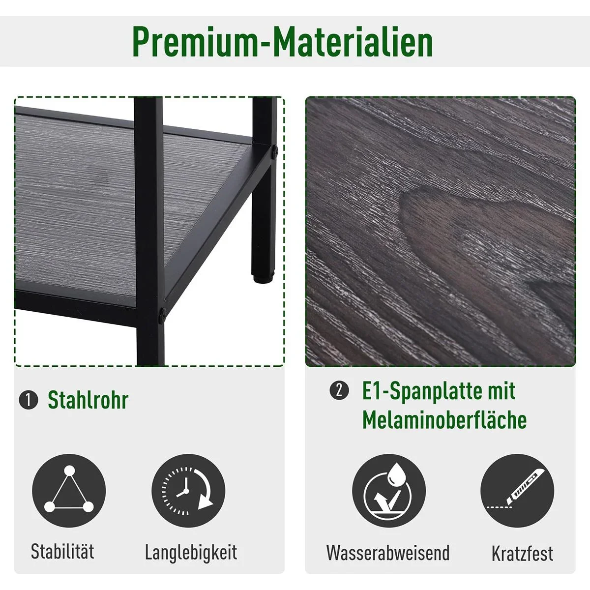 Konsolentisch mit 2 Schubladen grau/schwarz - 4