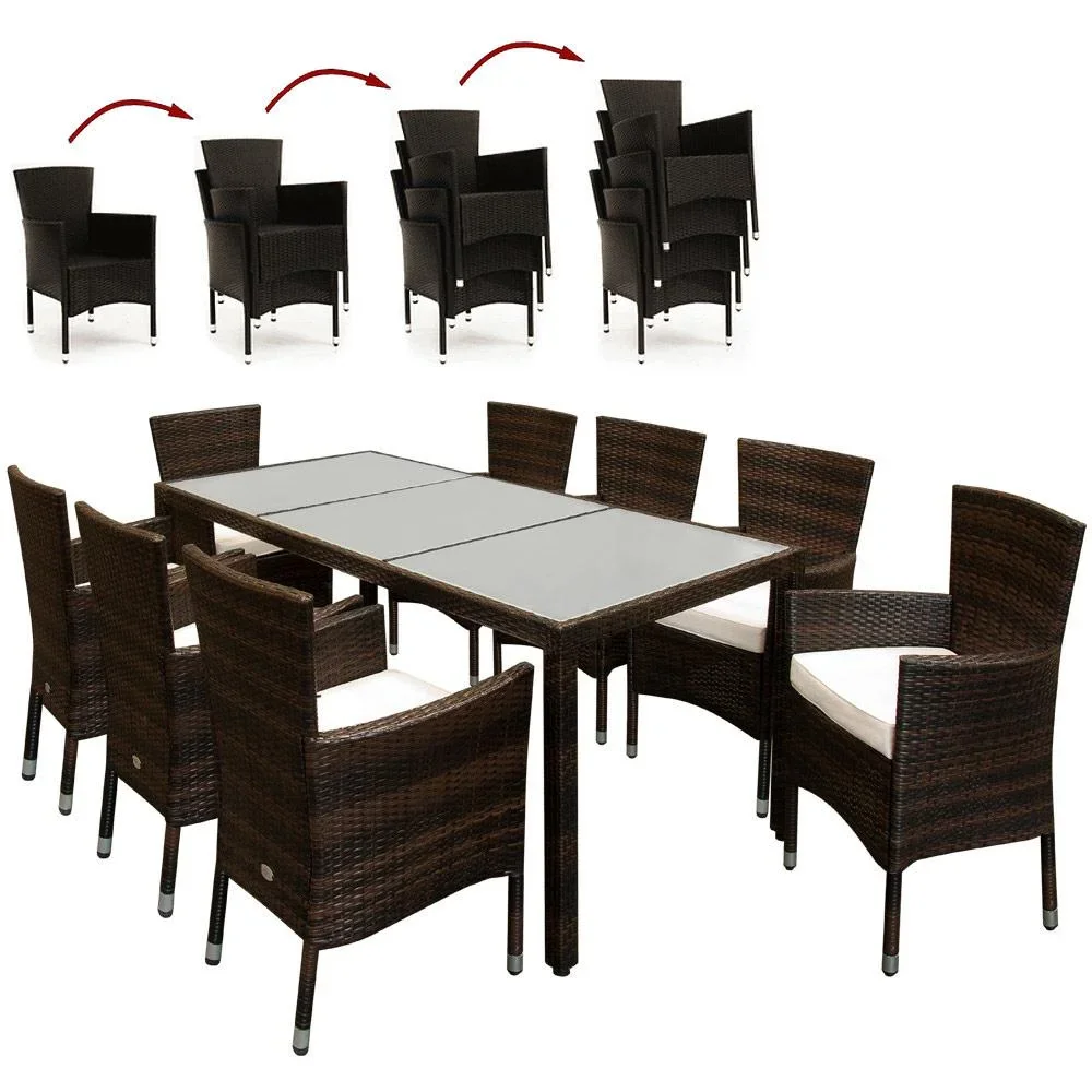 Gartenset Polyrattan Set 17 - stapelbar Bali braun - 0