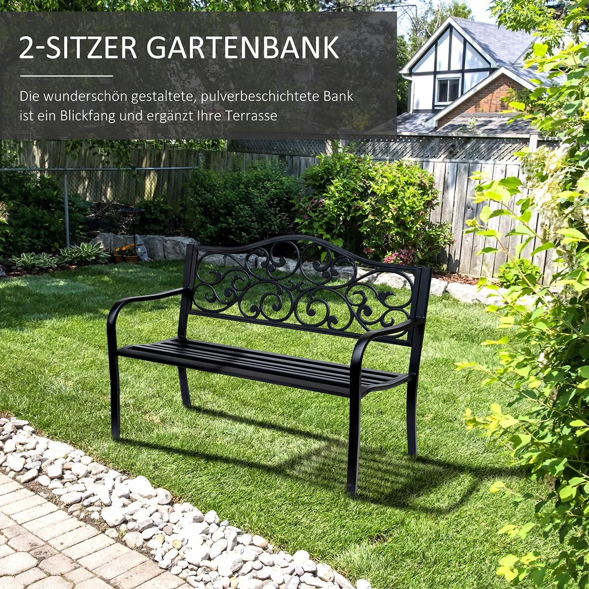 Gartenbank 3-Sitzer Sitzbank Stahl - 1
