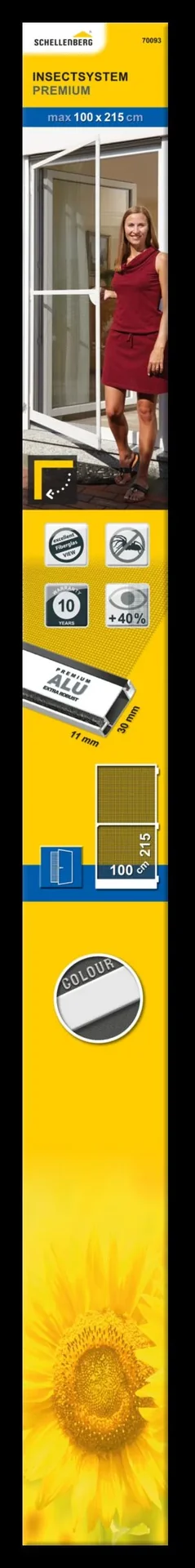 Fliegengittertür Premium, 100 x 215 cm, Farbe weiß - 3